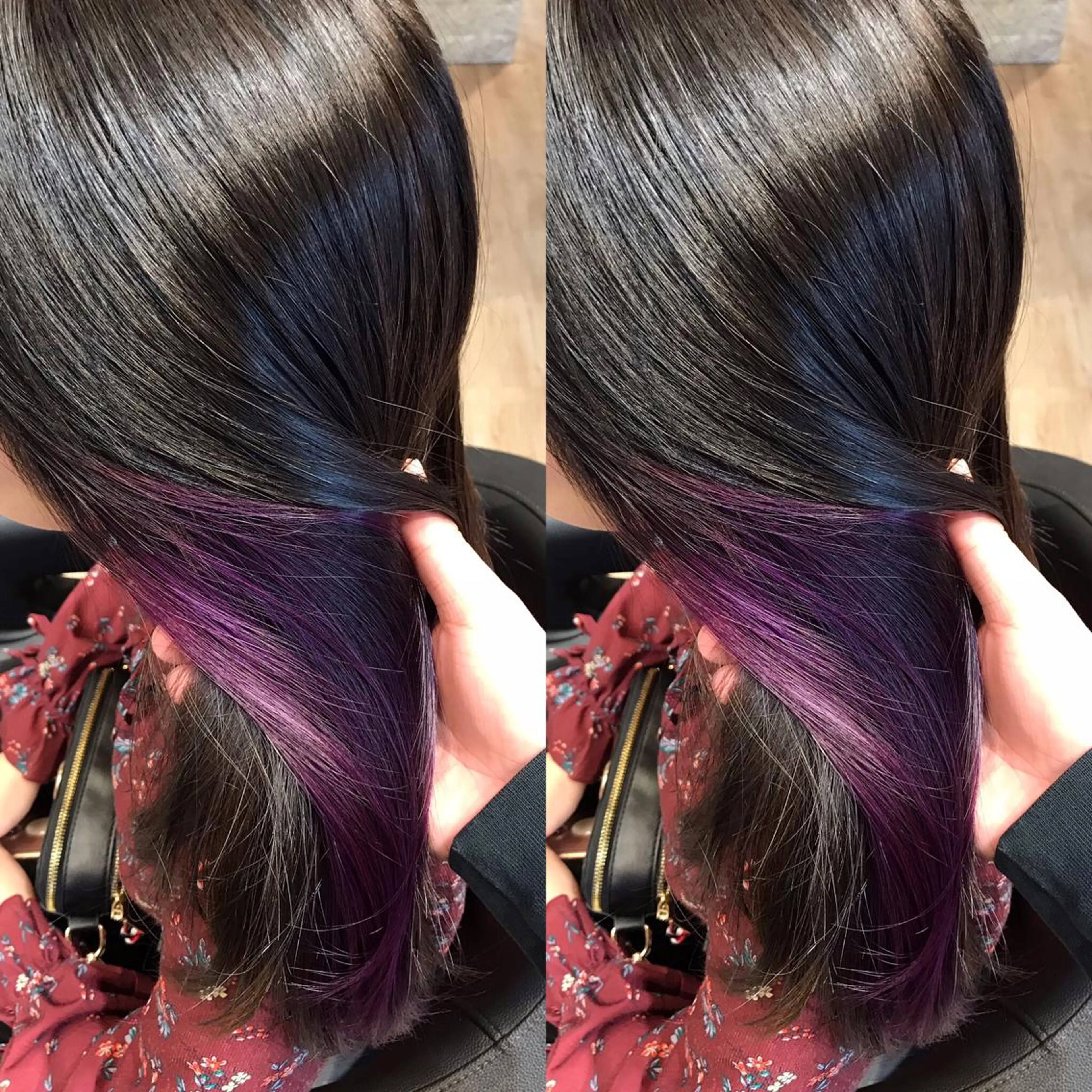 ミディアム カラー ブリーチ パープルカラー ヘアカラー 大久保 隆蔵のヘアスタイル