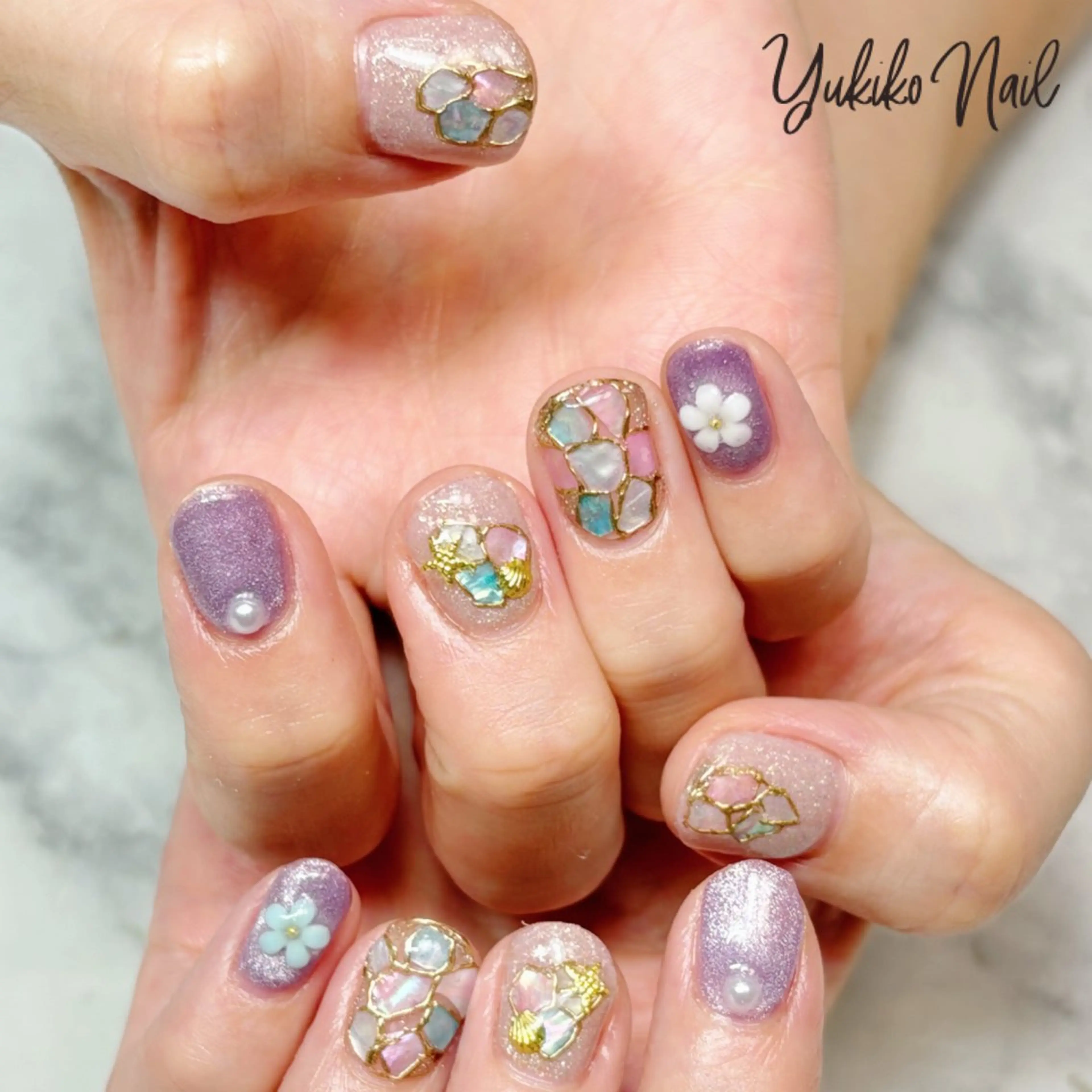 ネイル ゴージャス ミラーネイル 夏ネイル ユキコ ネイルのネイルデザイン