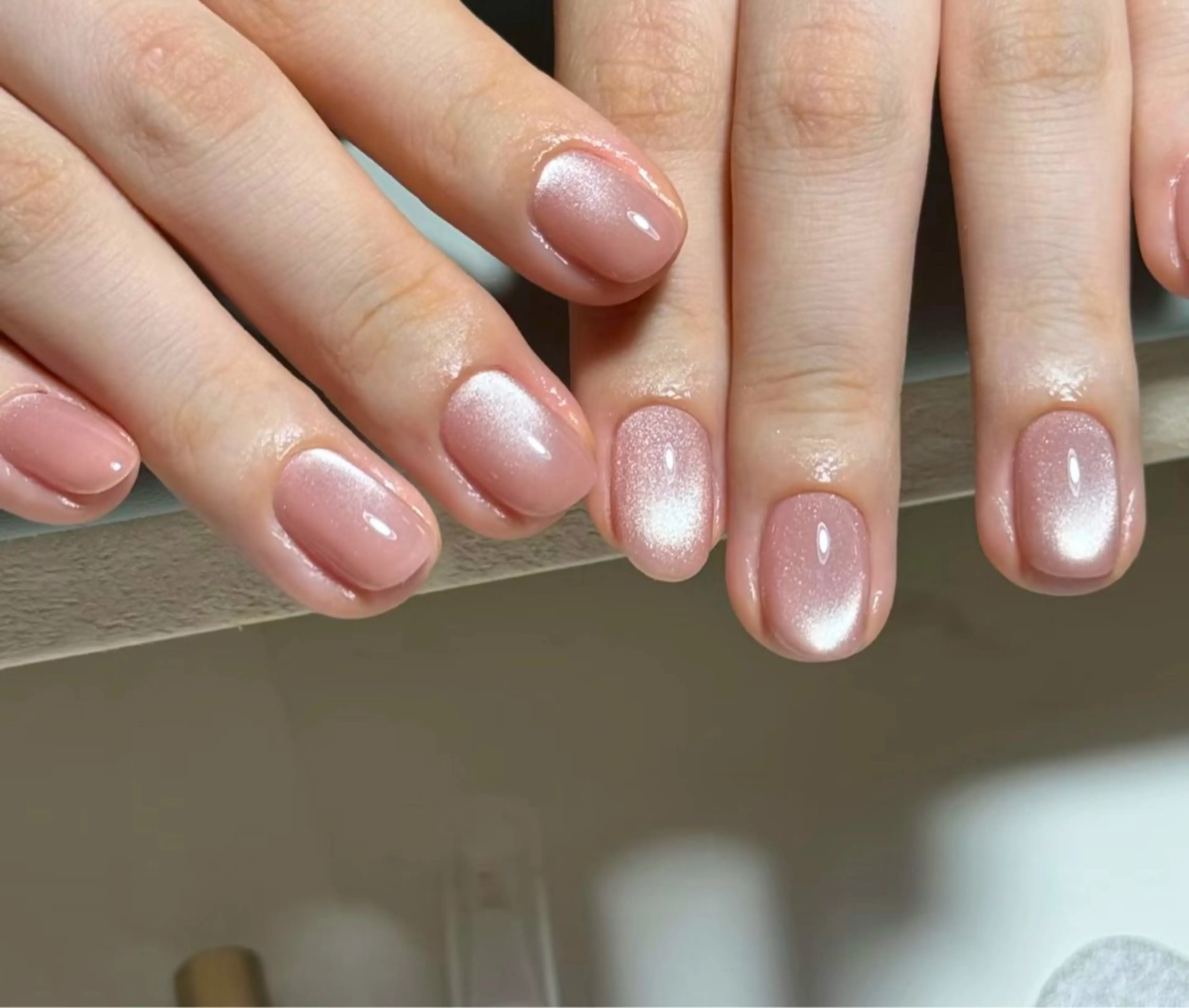 ネイル アートネイル オーロラネイル チークネイル フレンチネイル ガラスフレンチ ハンドネイル 🎀🎀YooLi Nail Salonのネイルデザイン