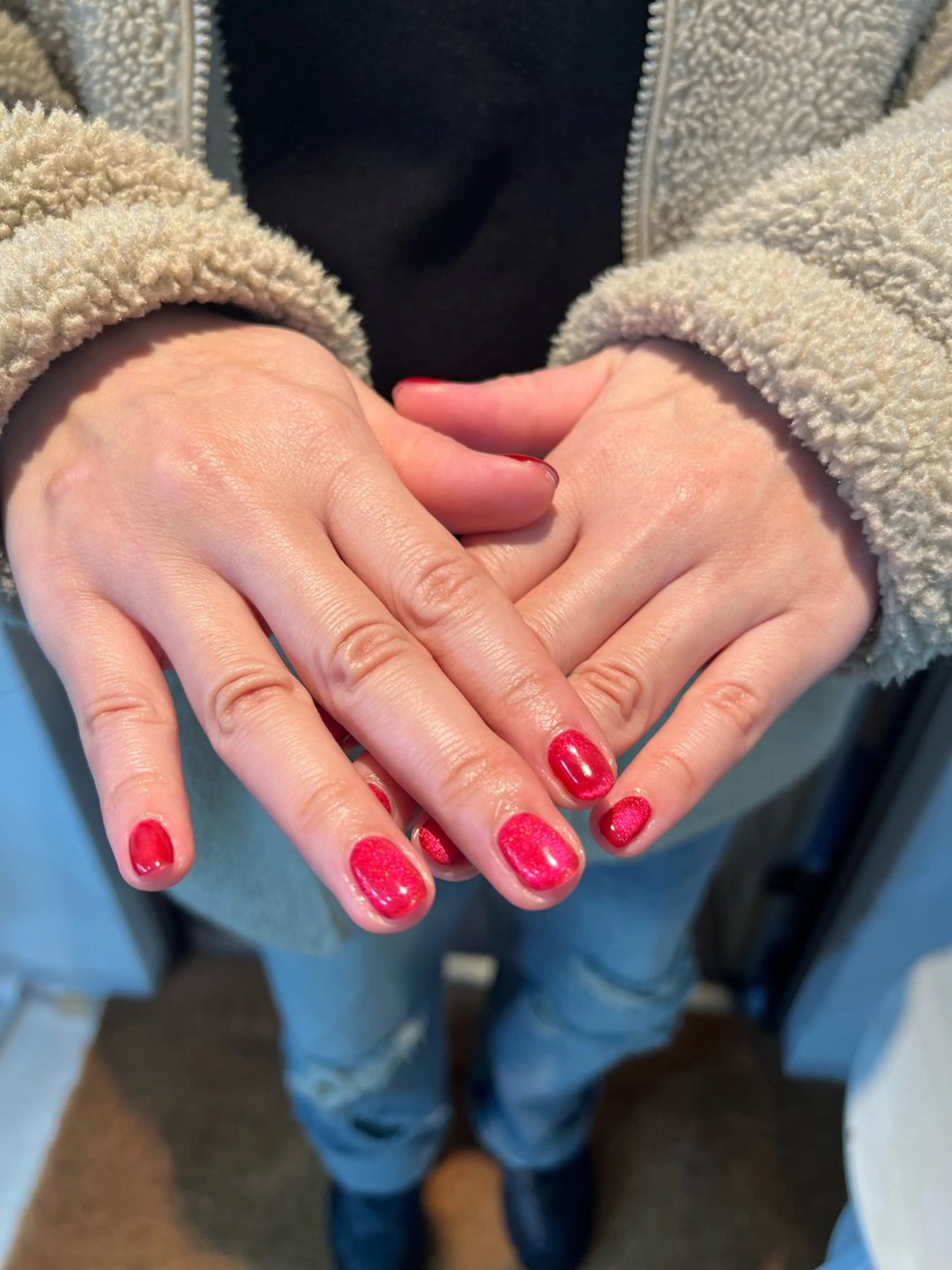 ネイル 赤色 冬ネイル クリスマス Free's nail　Sakiのネイルデザイン