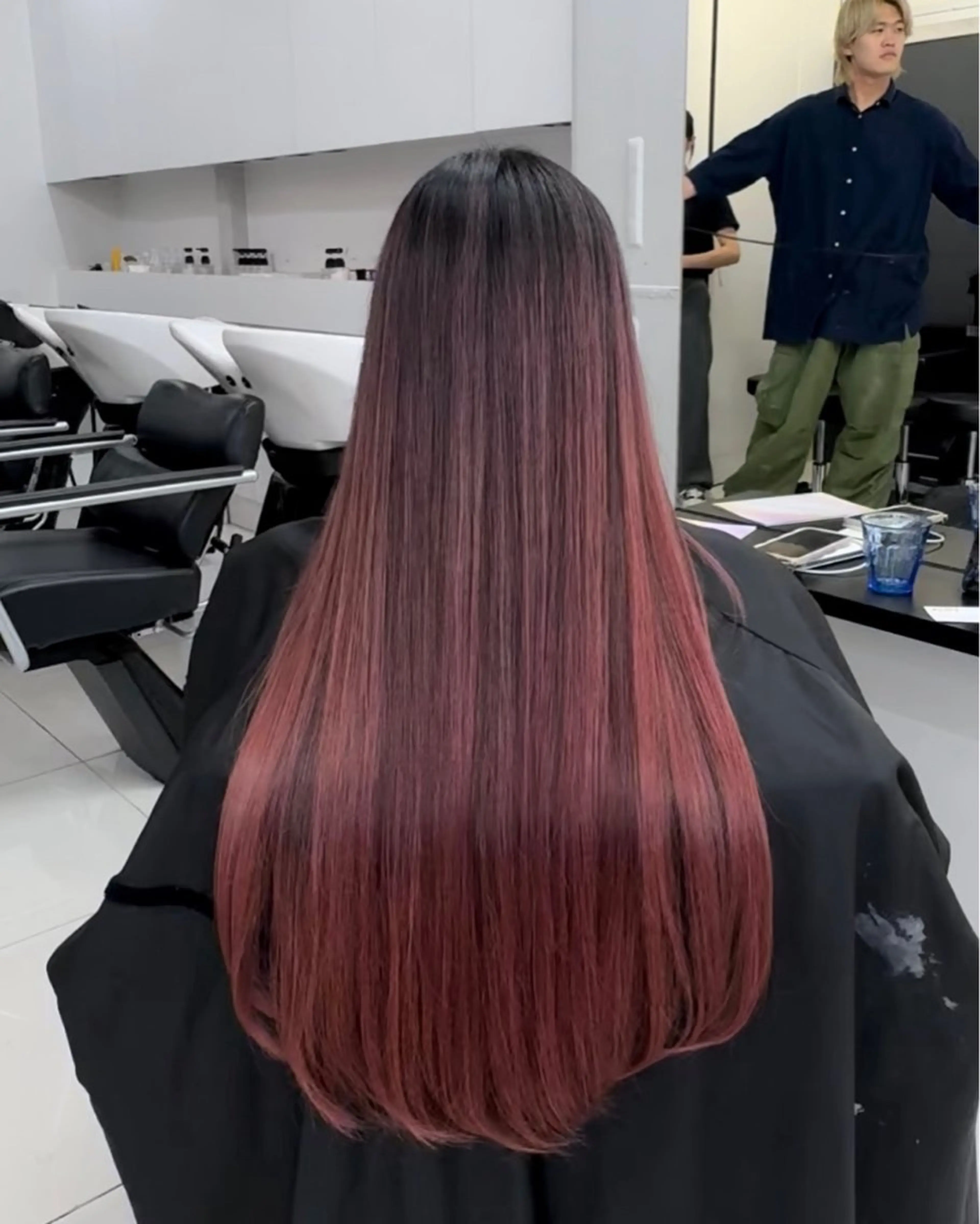 ロング カラー バレイヤージュ ブリーチ ケアブリーチ ダブルカラー ハイライトカラー Rikuto/原宿 /グラデーションのヘアスタイル