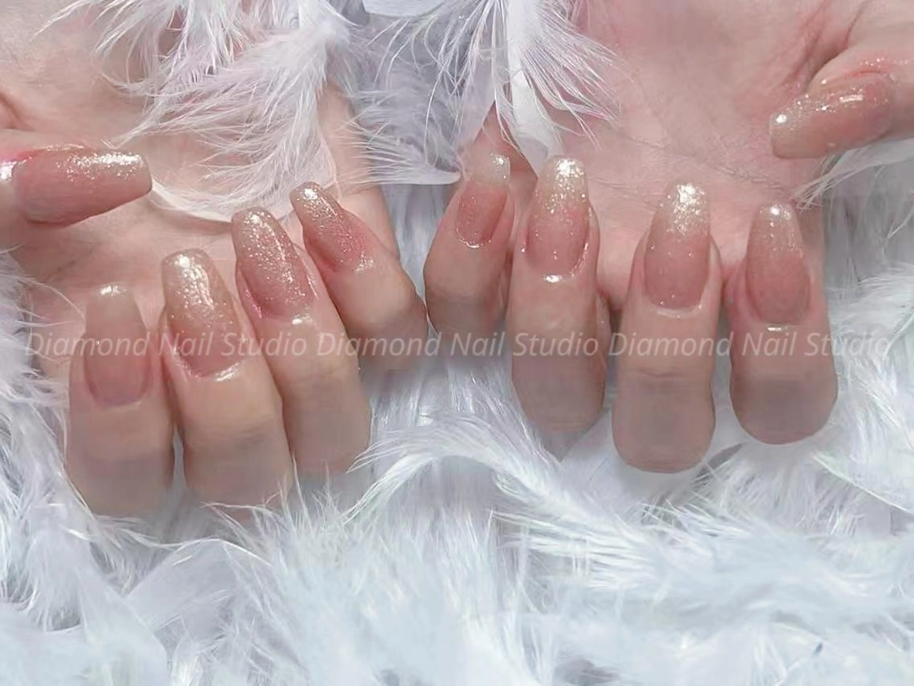 ネイル アートネイル オーロラネイル フラッシュネイル ガーリー キラキラネイル diamond ♥のネイルデザイン