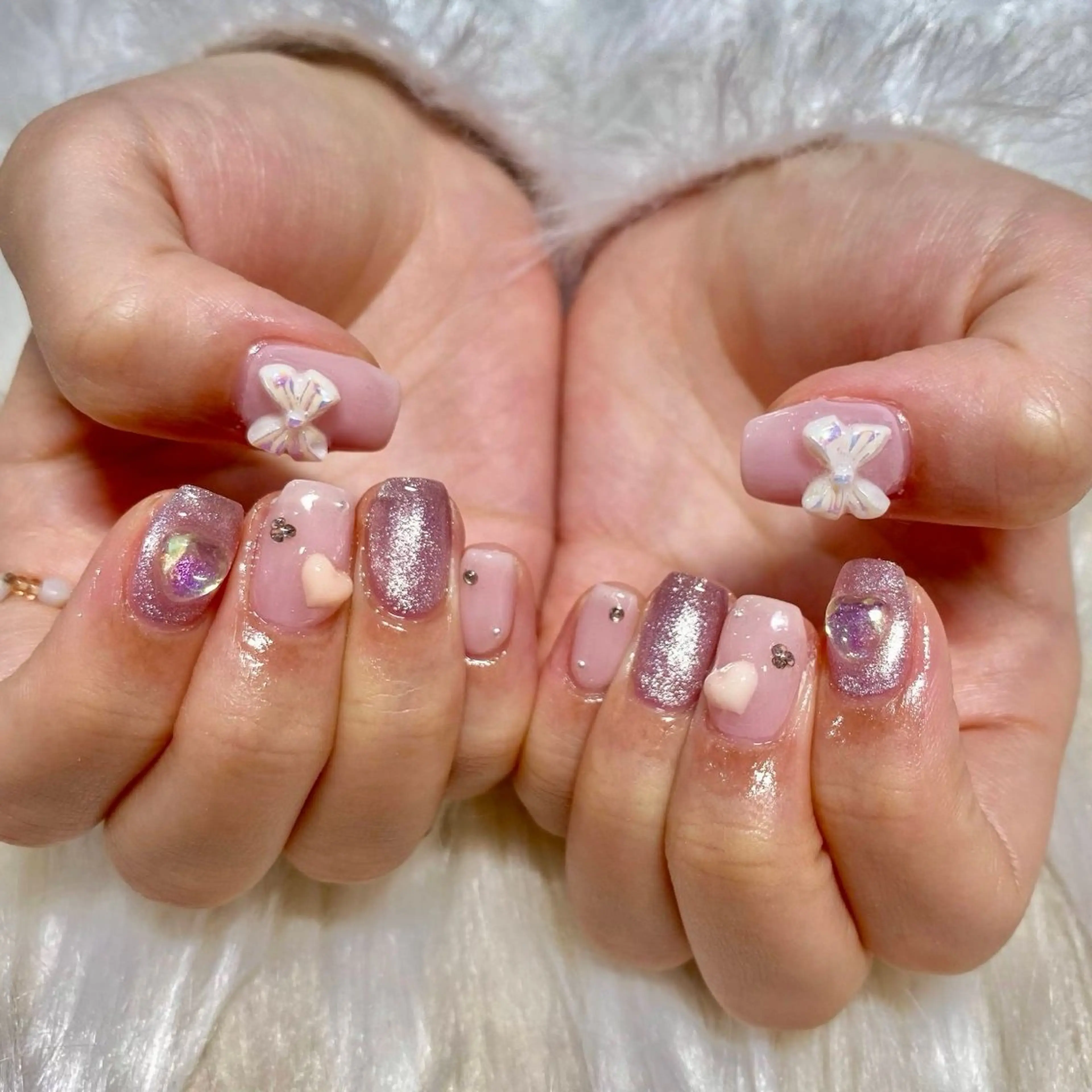 ネイル 長さ出し フレンチネイル ジェルネイル グラデーション ハート ハンドネイル Nail&eye Belire 新宿のネイルデザイン