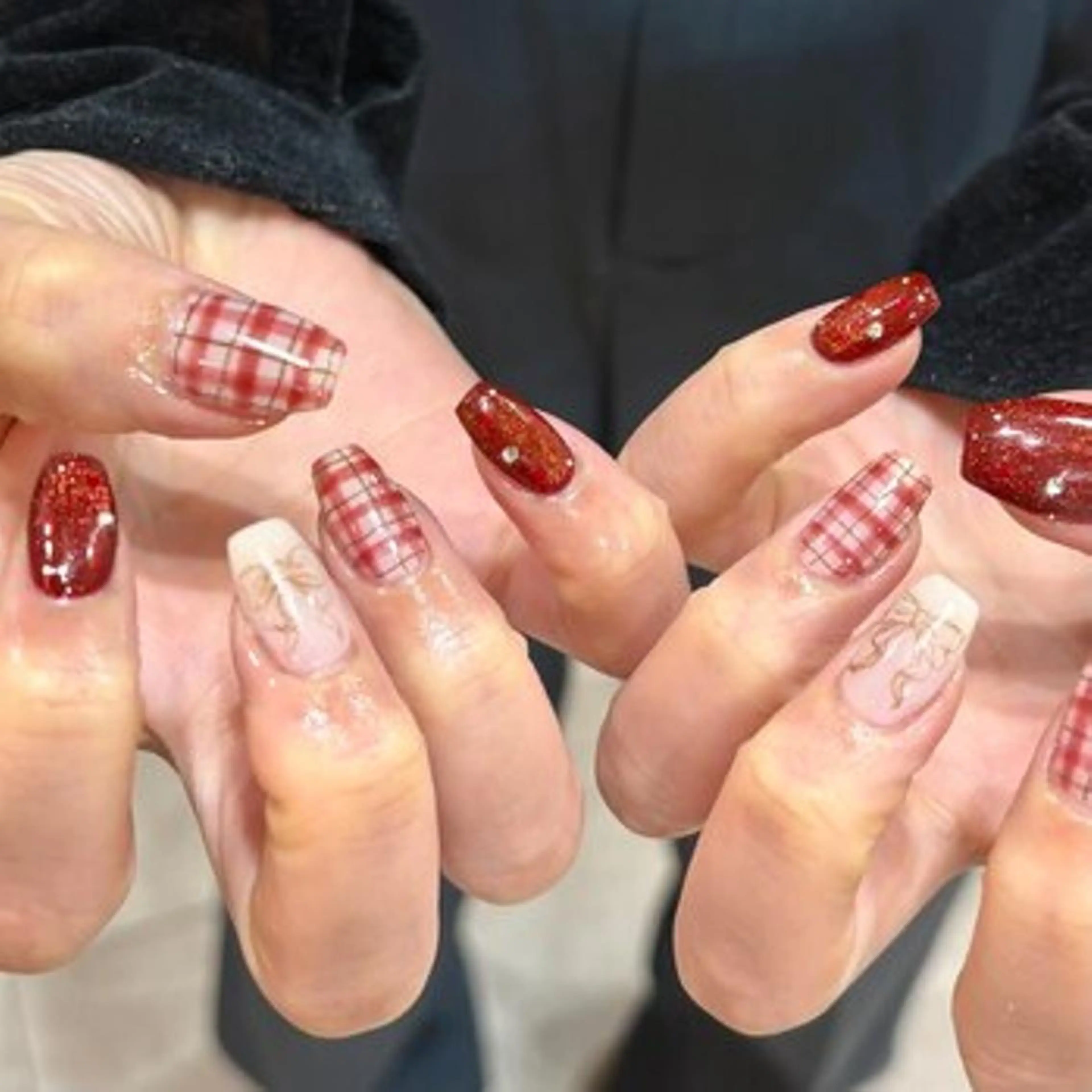 ネイル リボン バレンタイン パラジェル認定サロン N°nail 立川のネイルデザイン