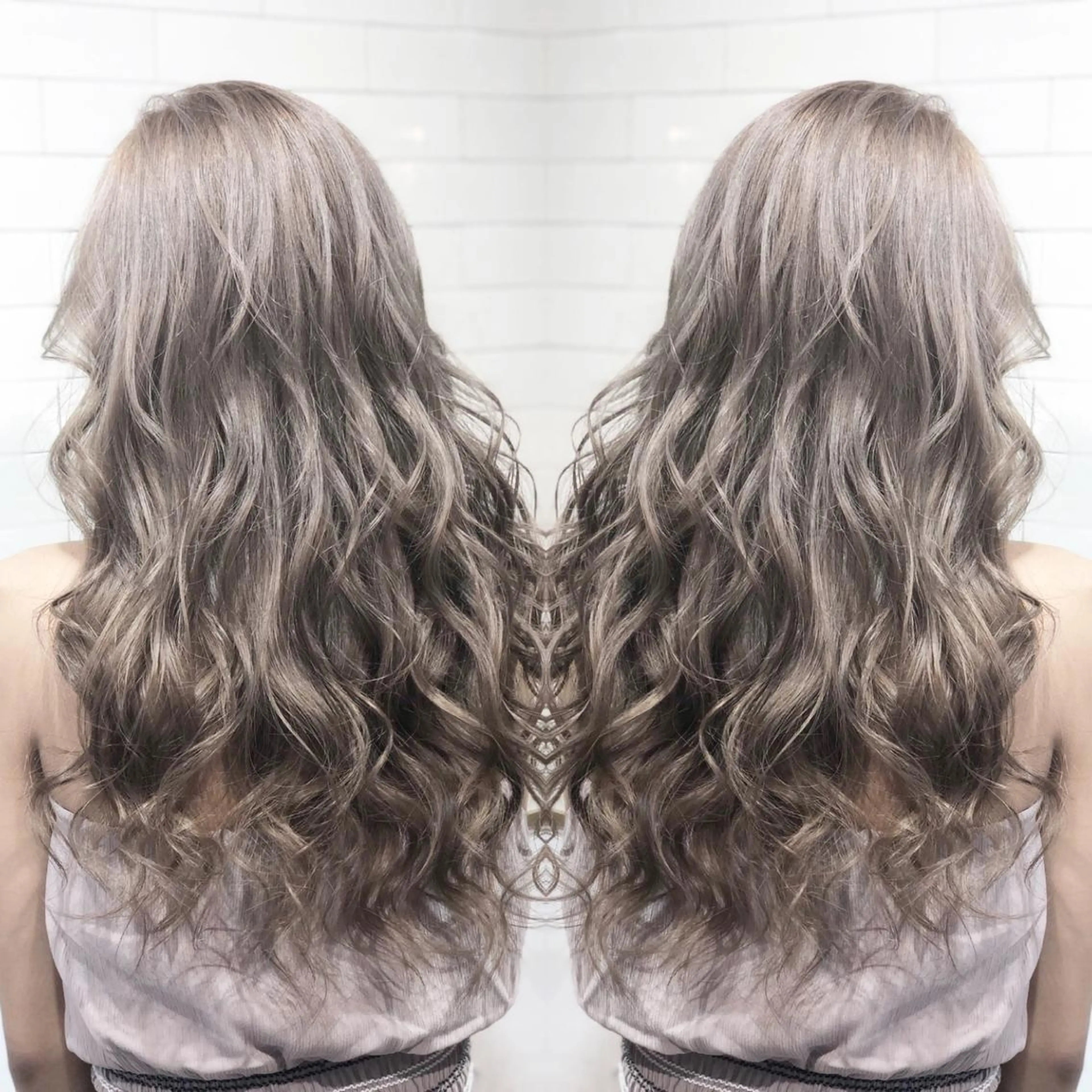 セミロング カラー ヘアアレンジ ヘアカラー トリートメント 髪質改善×ハイトーン 中田啄也のヘアスタイル