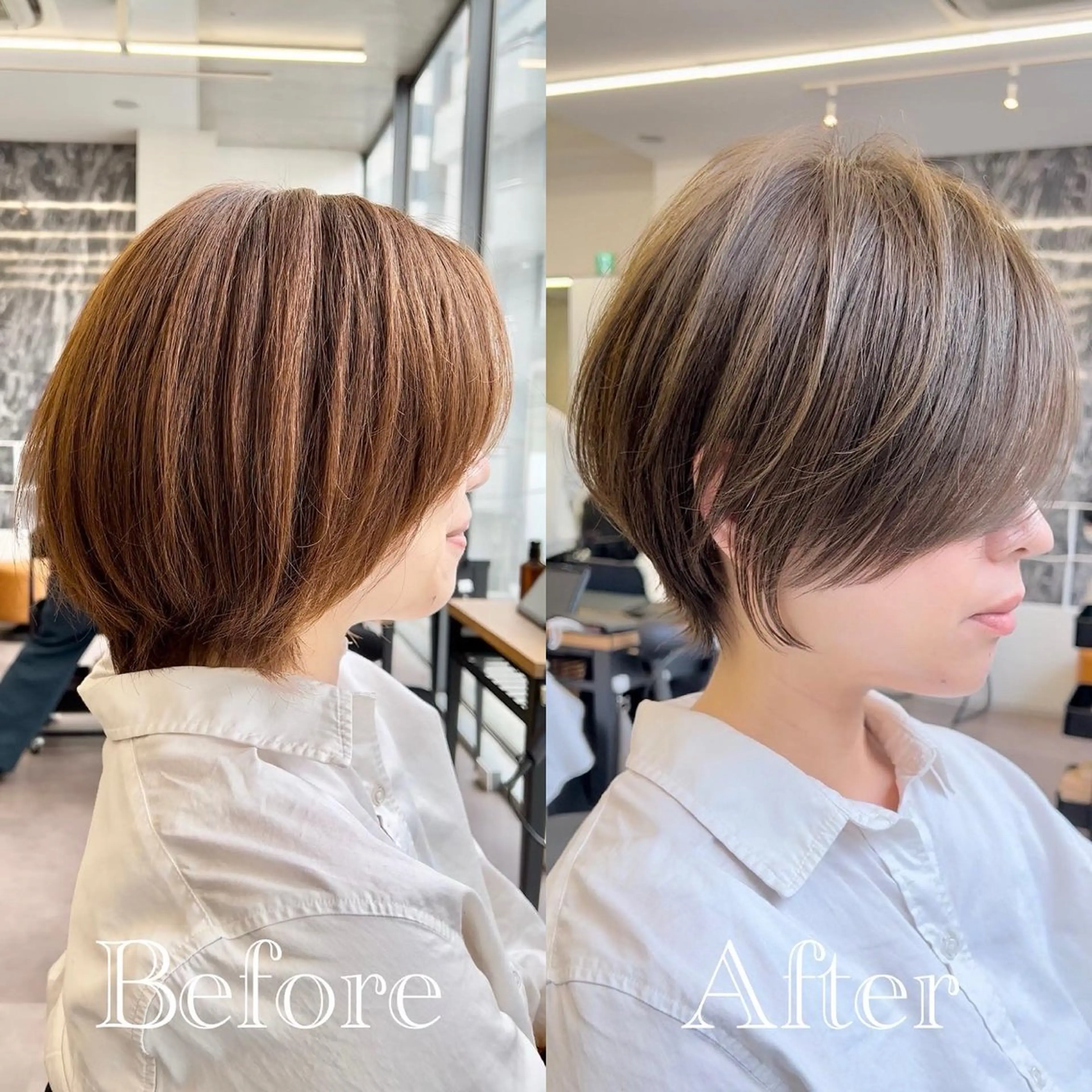 ショート カラー カット 縮毛矯正 トリートメント 三澤 陽のヘアスタイル