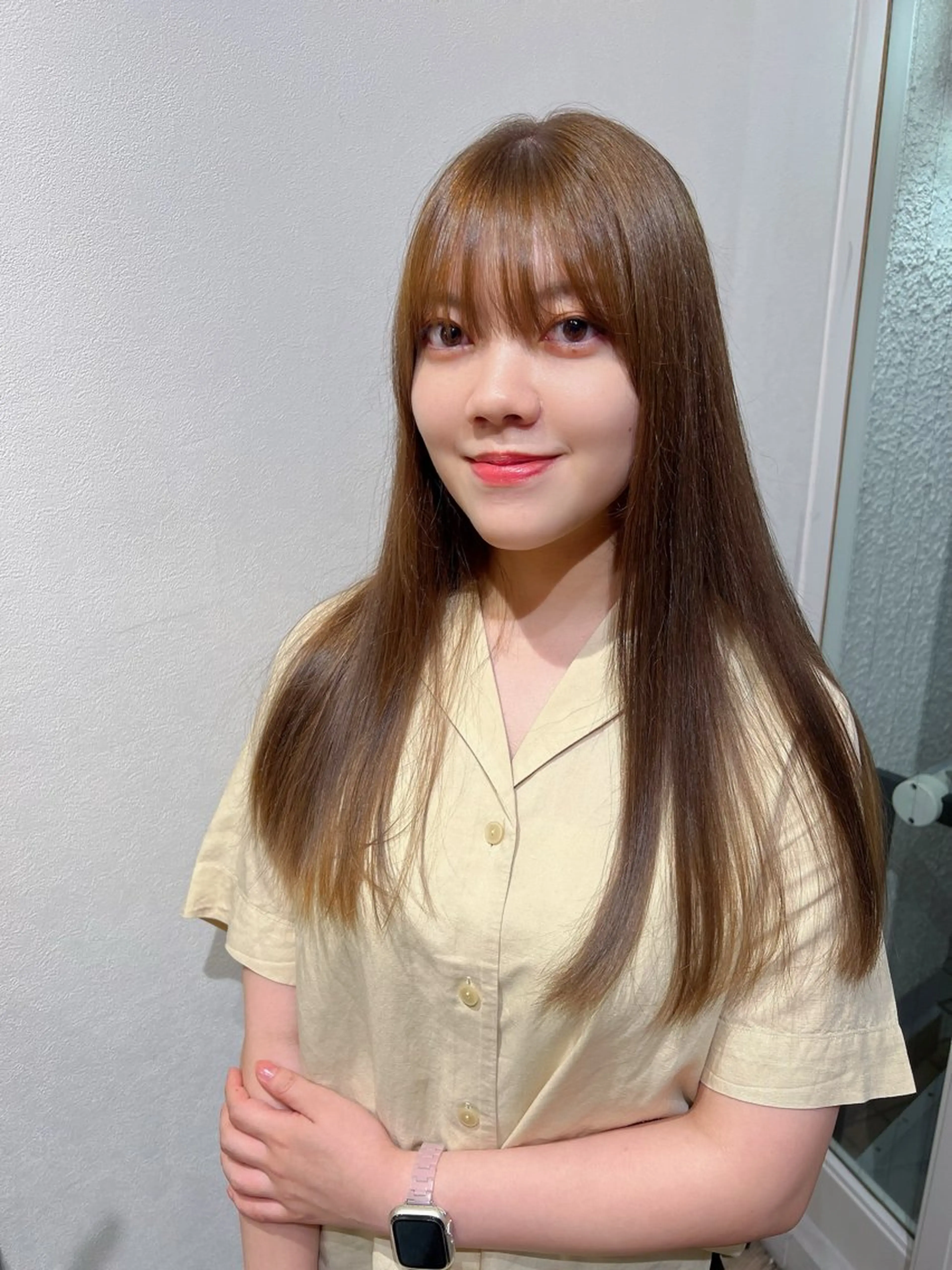 ロング カラー ヘアアレンジ ブラウンカラー オリーブブラウン チャンモリパーマ/韓 国/Minami🦋のヘアスタイル