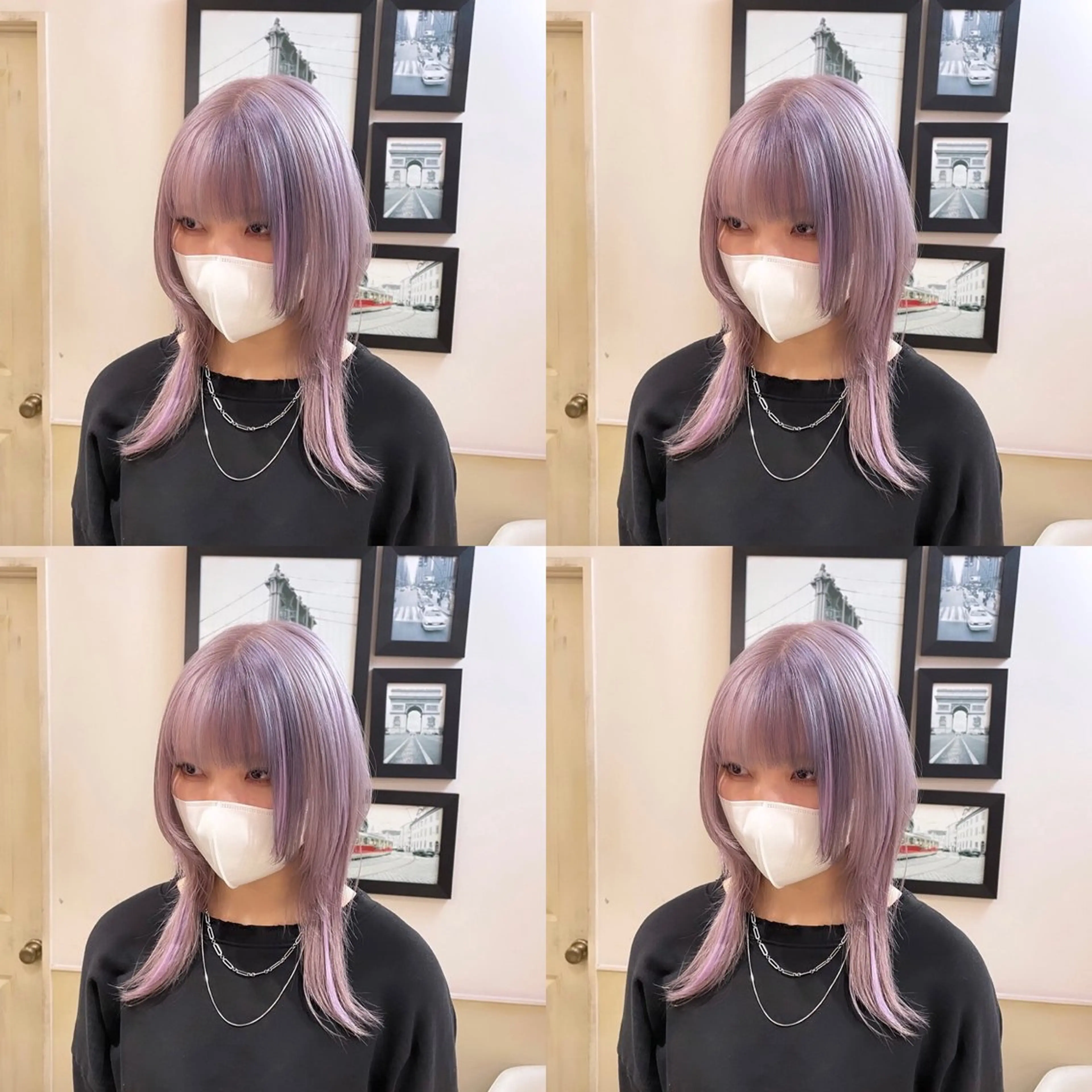 ミディアム カラー シールエクステ ベージュカラー ラベンダーカラー ピンクカラー ピンクベージュ 🌟トップデザイナー 高橋🌟のヘアスタイル