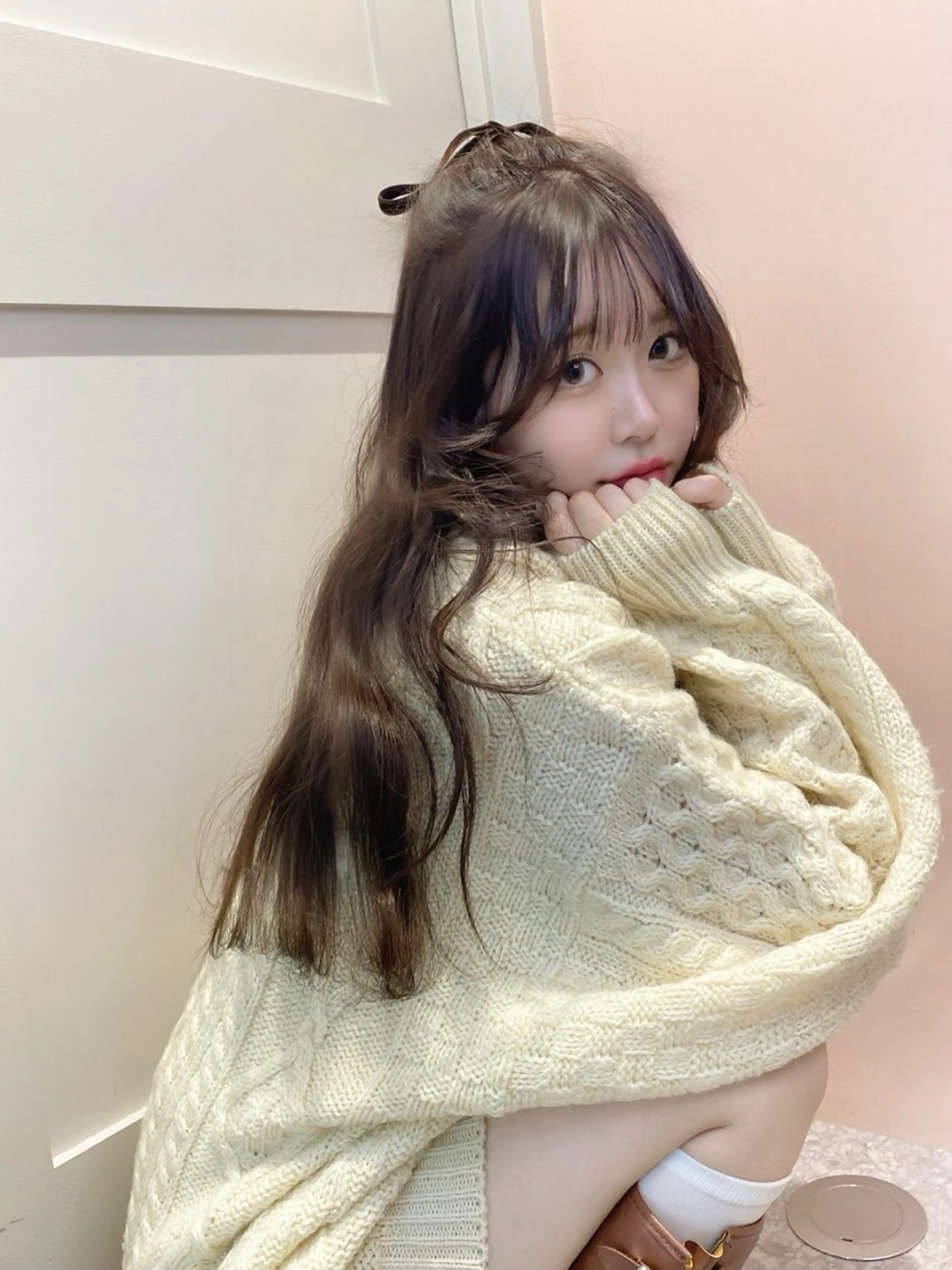 ロング カラー ヘアアレンジ ハーフアップ ベージュカラー ブリーチ 透明感カラー ダブルカラー the path sora♡のヘアスタイル