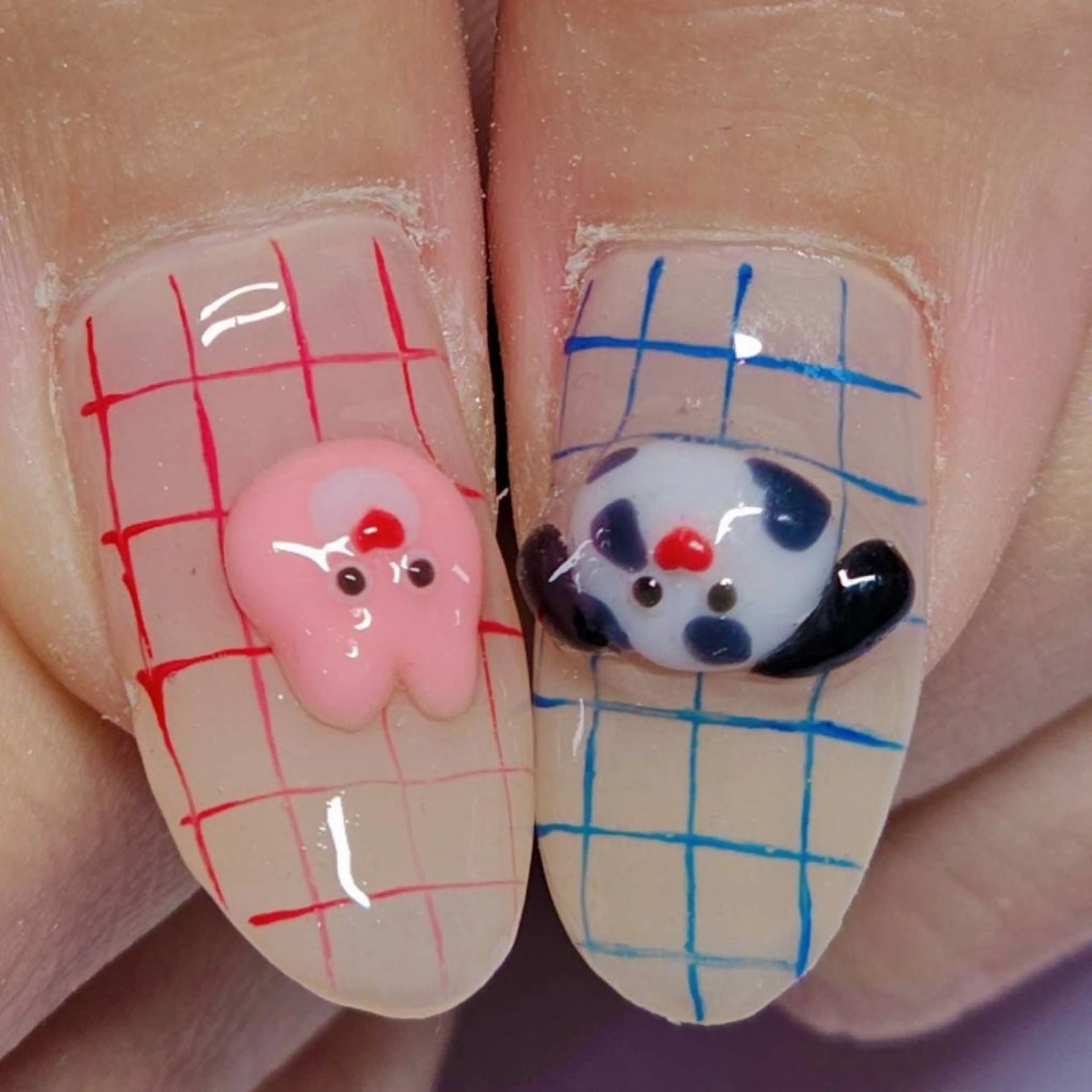 ネイル アートネイル ブルー ワンカラーネイル 赤色 ハンドネイル よしだ ひろきのネイルデザイン