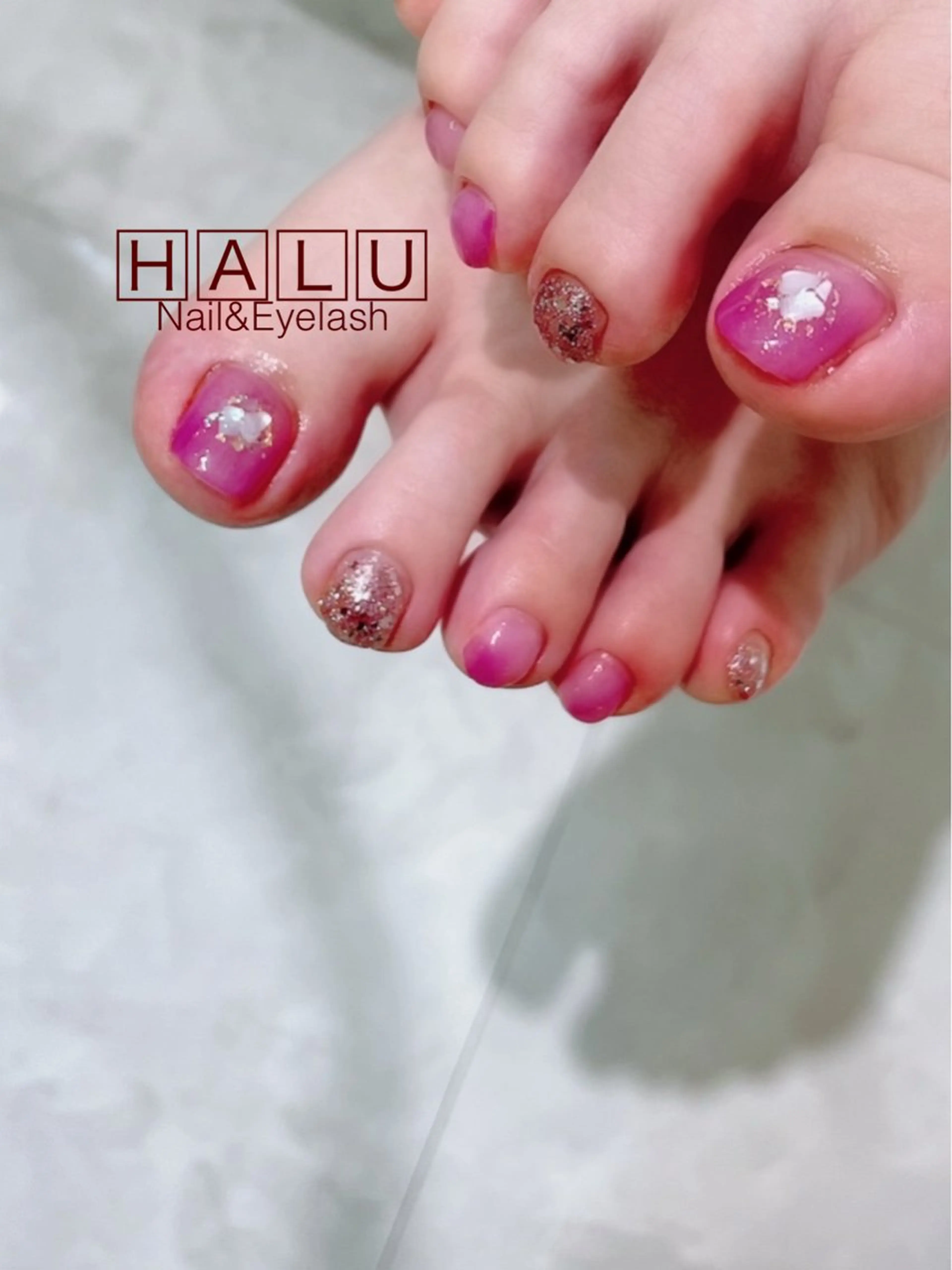 ネイル ピンク ハンドネイル フットネイル HALU ハルのネイルデザイン