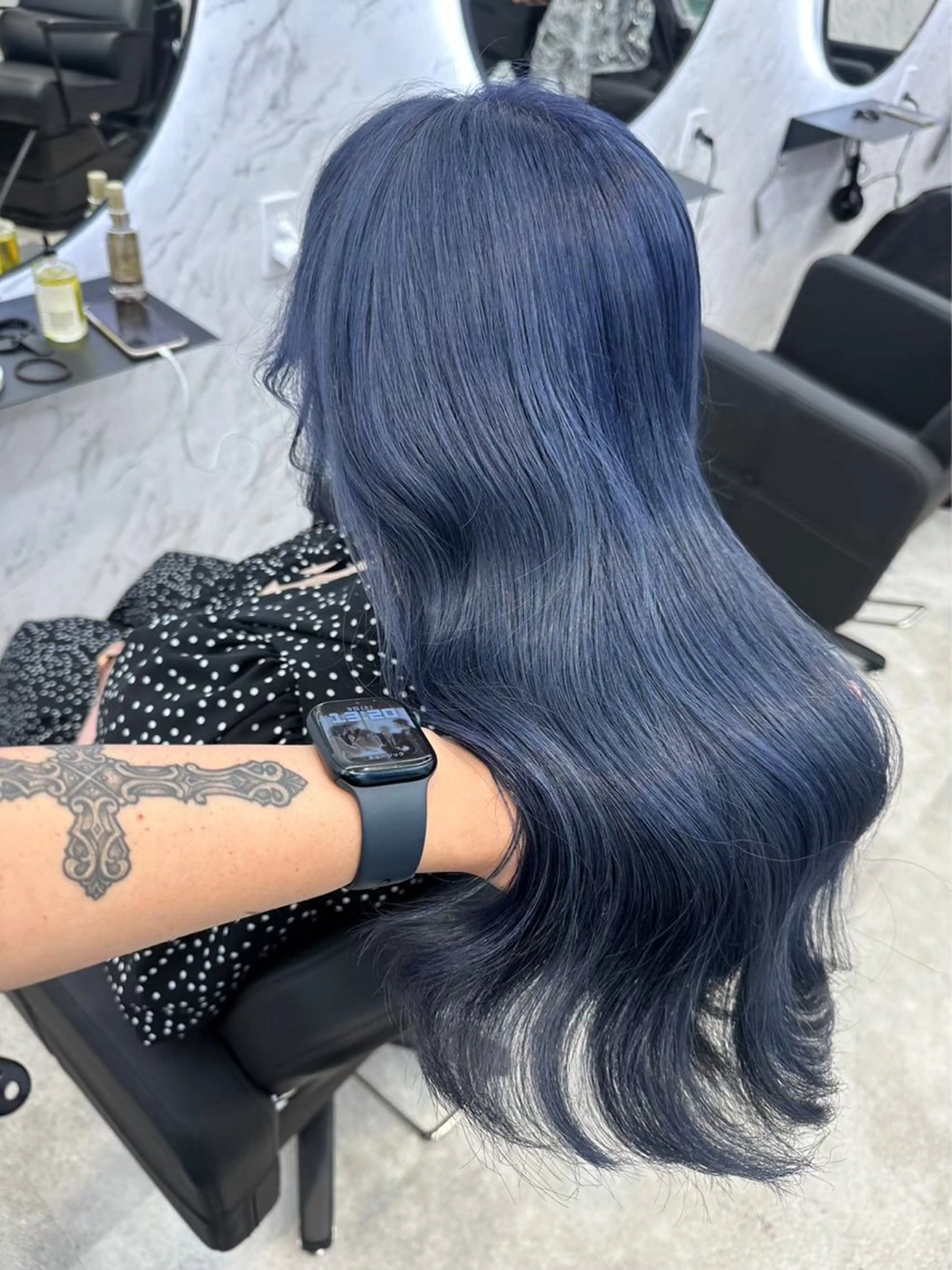 ロング カラー ブルーカラー ネイビーカラー ヘアカラー hair salon dot. mooda 韓国風サロン 町田店所属・韓国風ヘア🎀🩶 /♡𝓝𝓸𝓪♡のヘアスタイル