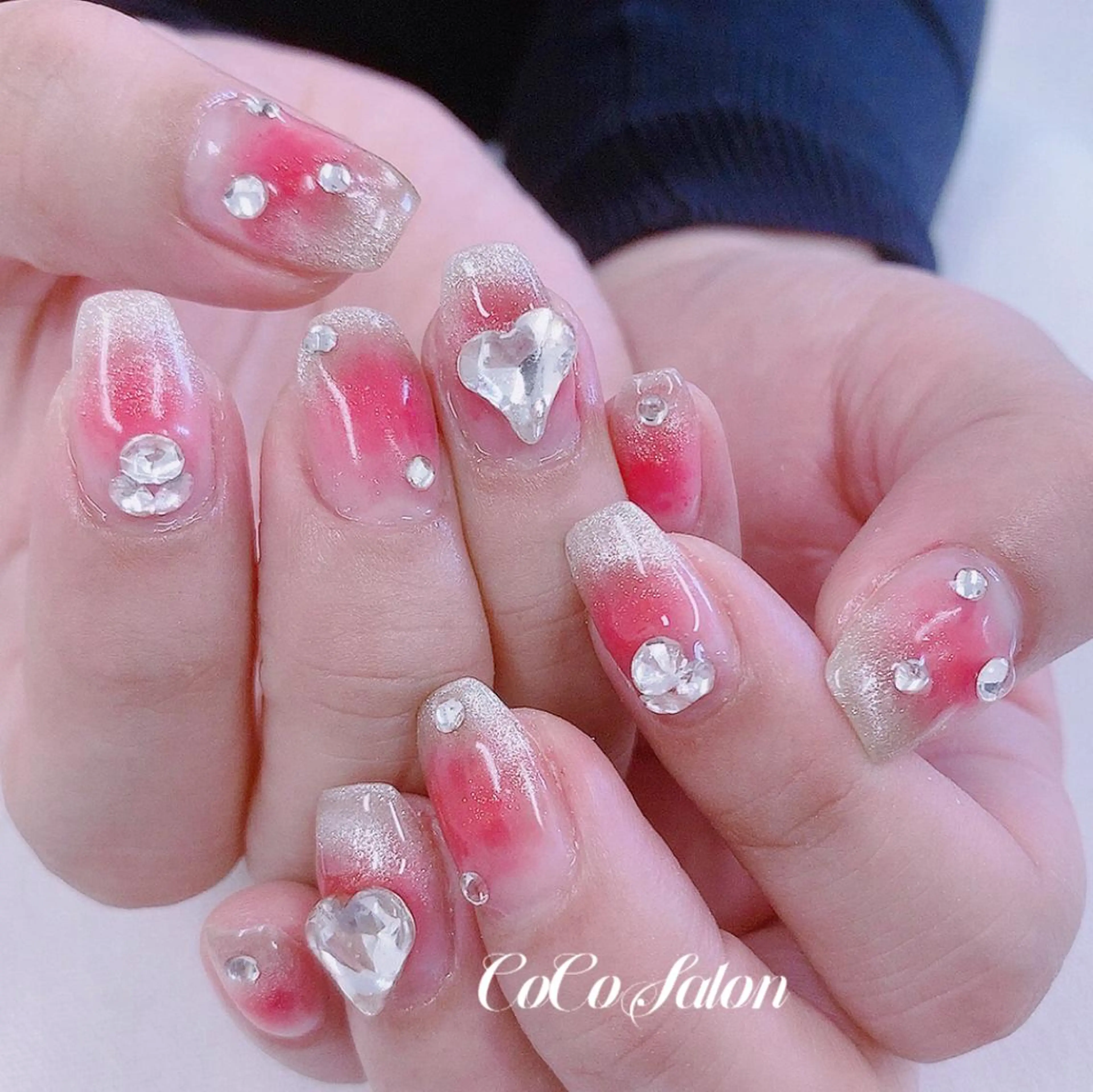 ネイル チークネイル 入学式 長さ出し フレンチネイル ジェルネイル ハンドネイル CoCoSalon ネイル/まつ毛予約のネイルデザイン