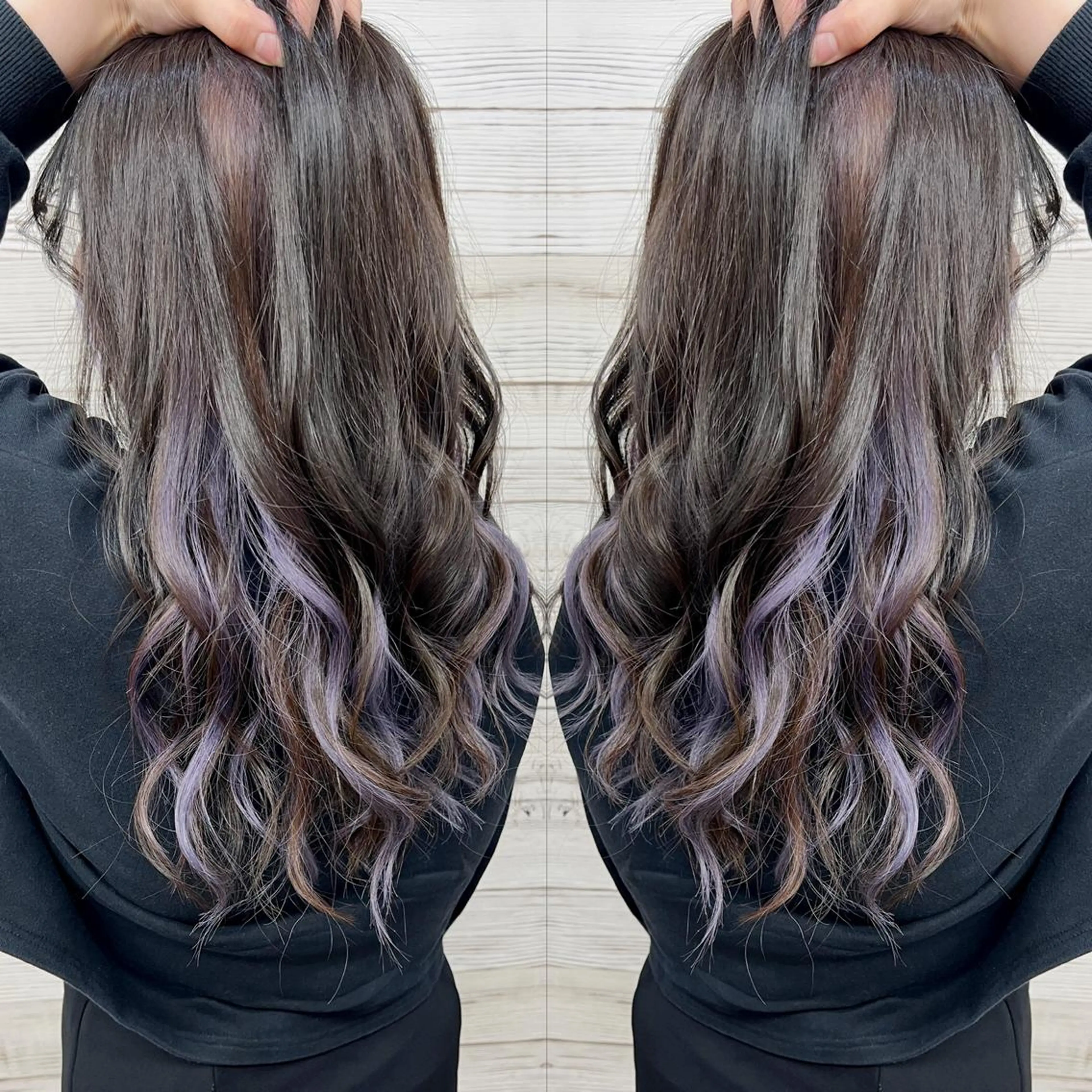 ロング カラー ヘアアレンジ ブリーチ ケアブリーチ ハイトーンカラー ラベンダーカラー ヘアカラー トリートメント 枝毛カット＆髪質改善 満足NO.1岡しゃんのヘアスタイル