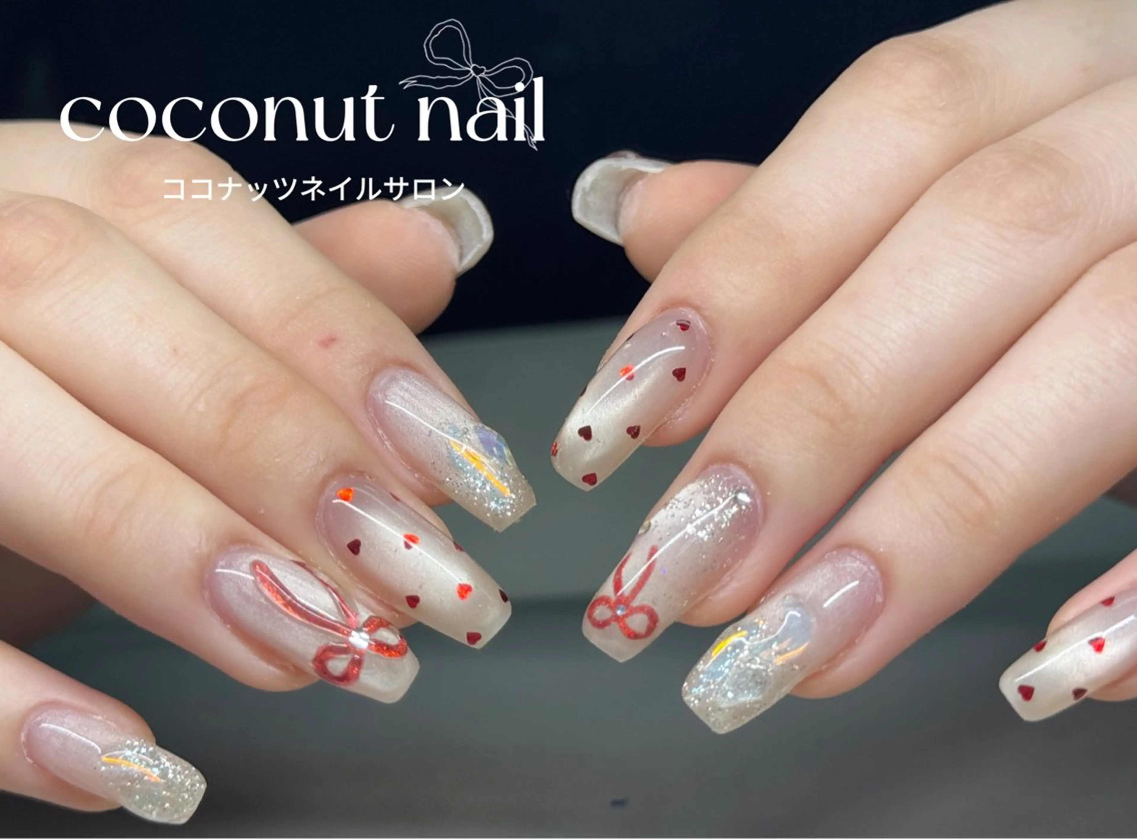 ネイル べっ甲ネイル フレンチネイル キラキラネイル マグネットネイル 大理石ネイル(マーブル) ハンドネイル 神田 ココナッツのネイルデザイン