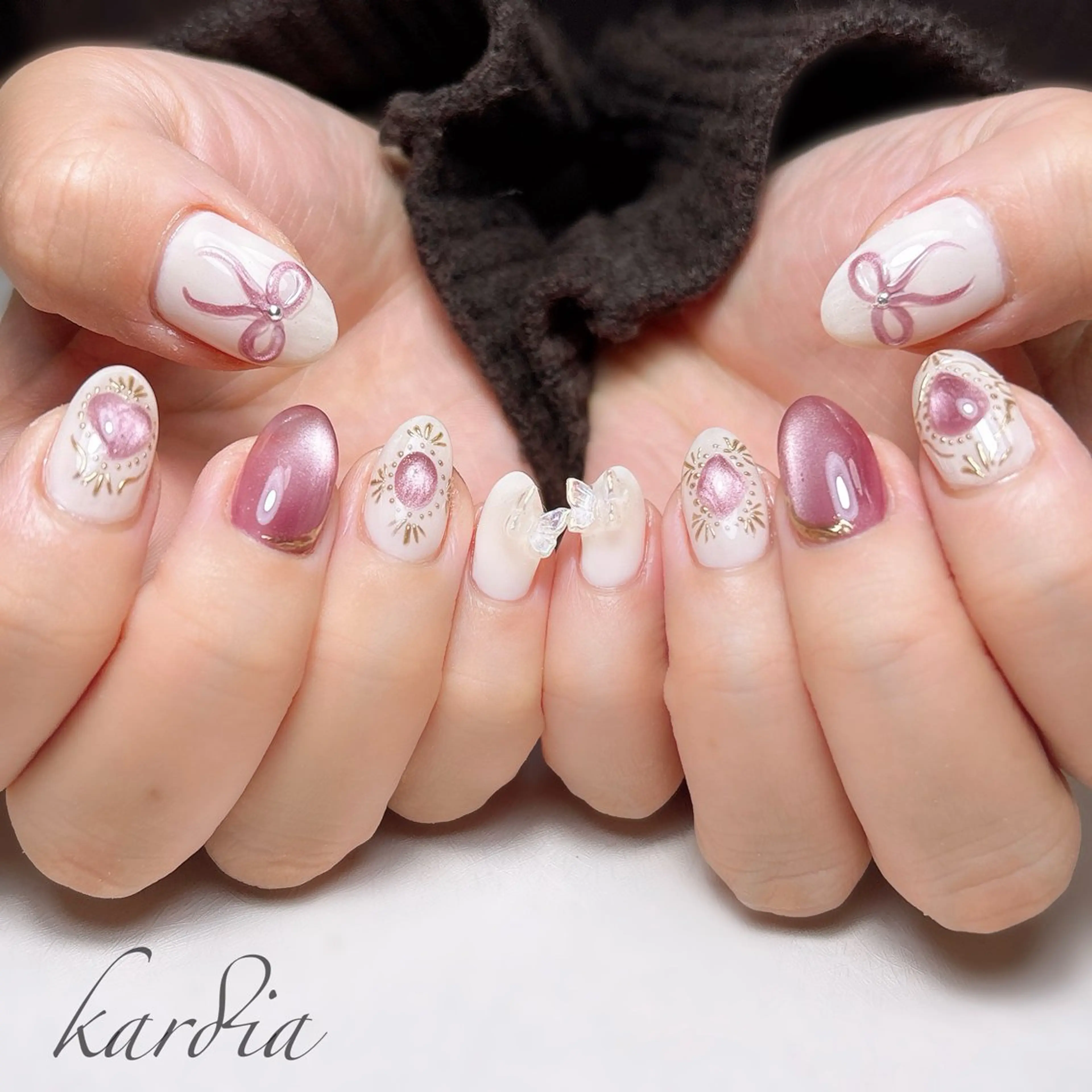 ネイル ハンドネイル καρδιά -ｶﾙﾃﾞｨｱ-のネイルデザイン