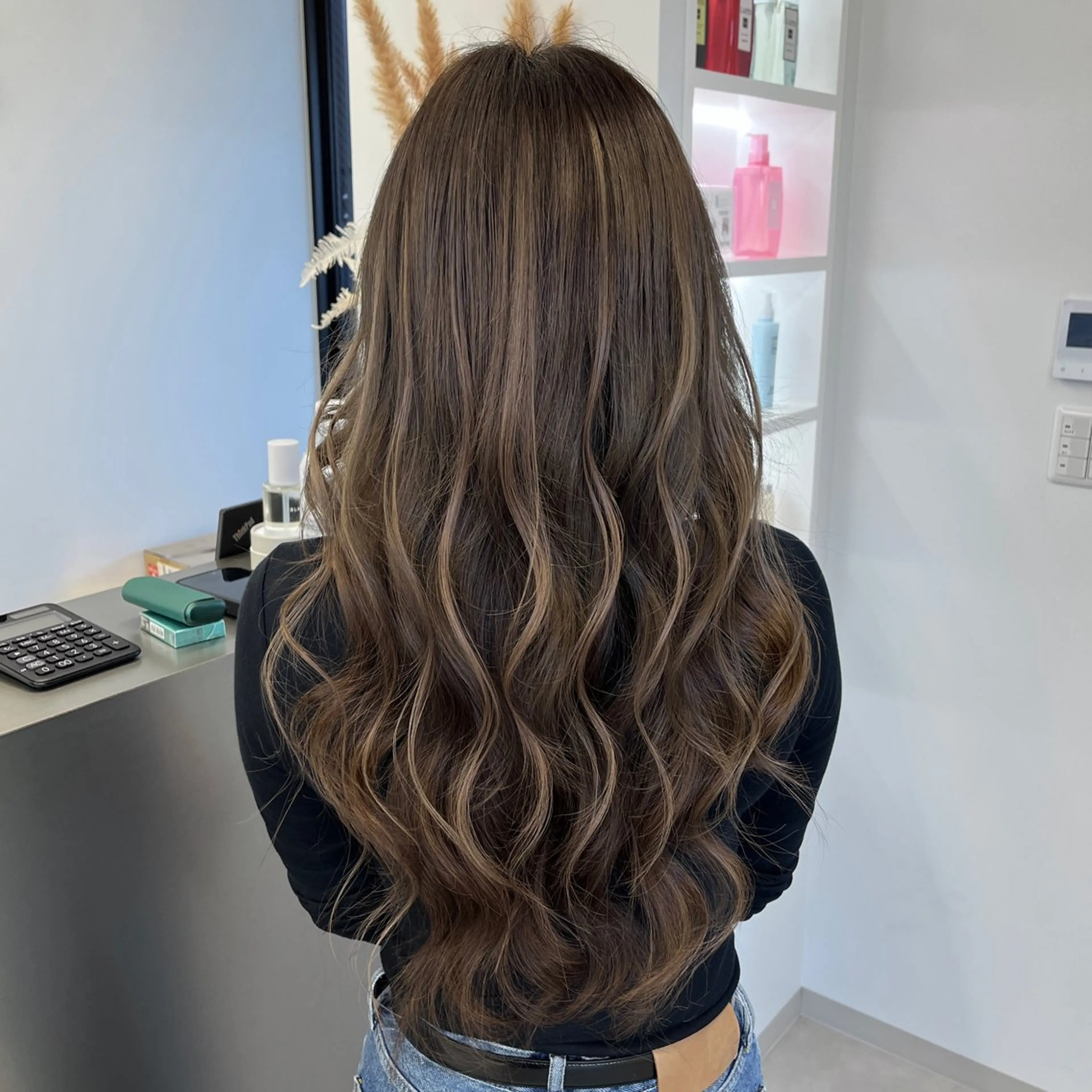 カラー グレージュ ハイライトカラー エクステ MOMOKA /　Lapis大名店のヘアスタイル