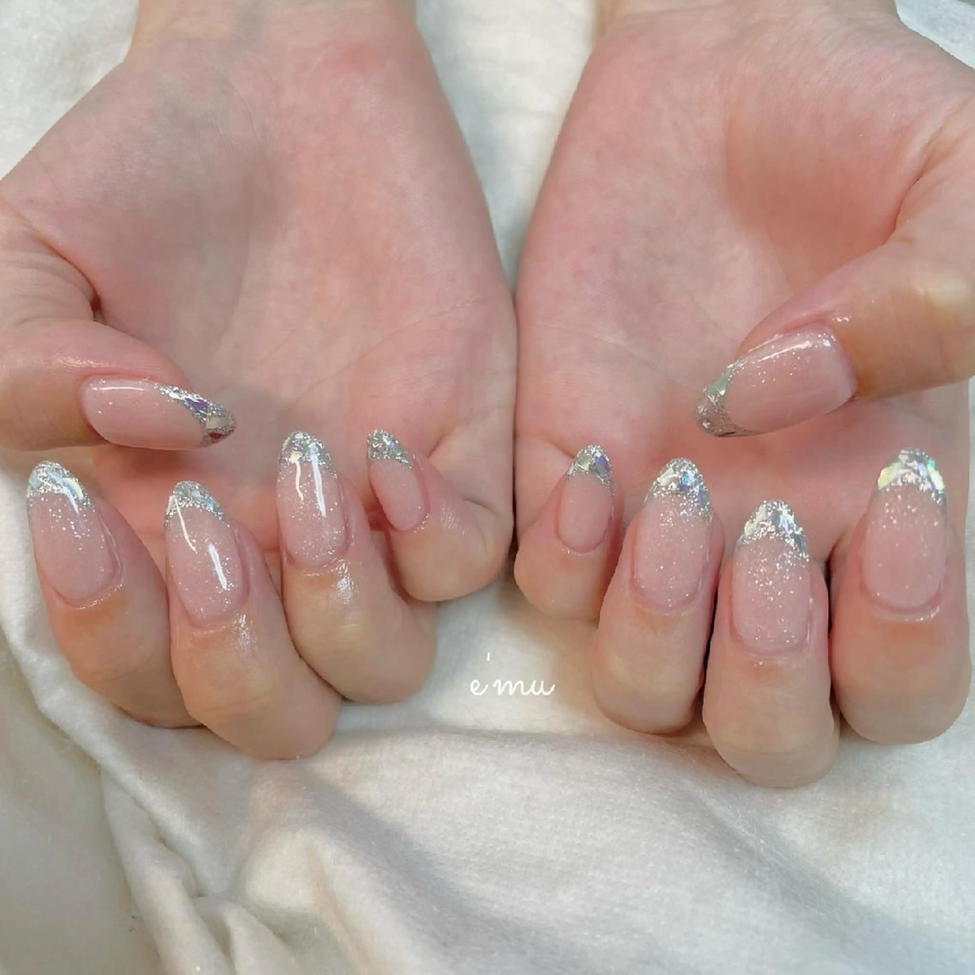 ネイル フレンチネイル ガラスフレンチ nail salon e'mu💐のネイルデザイン