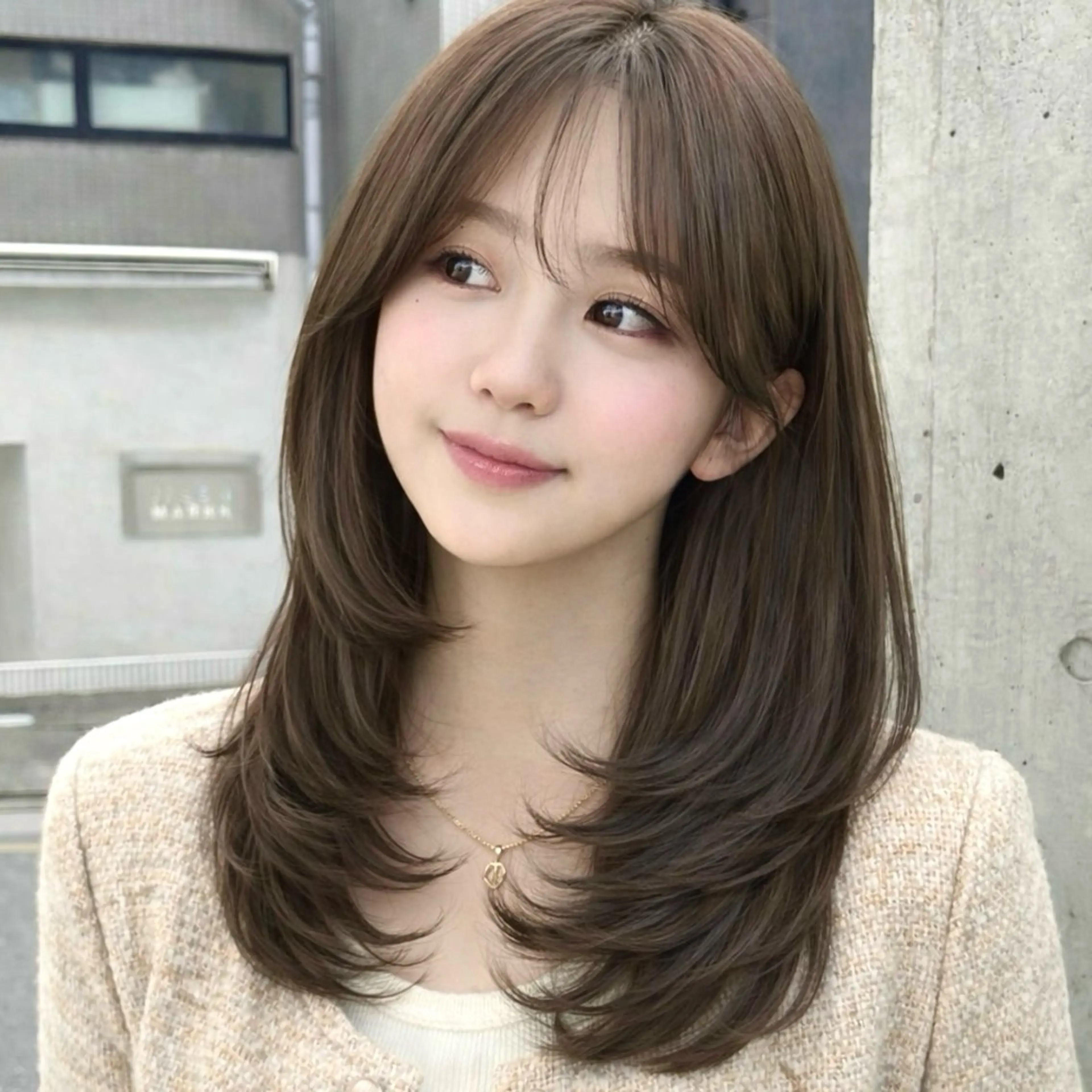 ミディアム カット ヘアカラー ボブ・レイヤー🎀 エミリのヘアスタイル