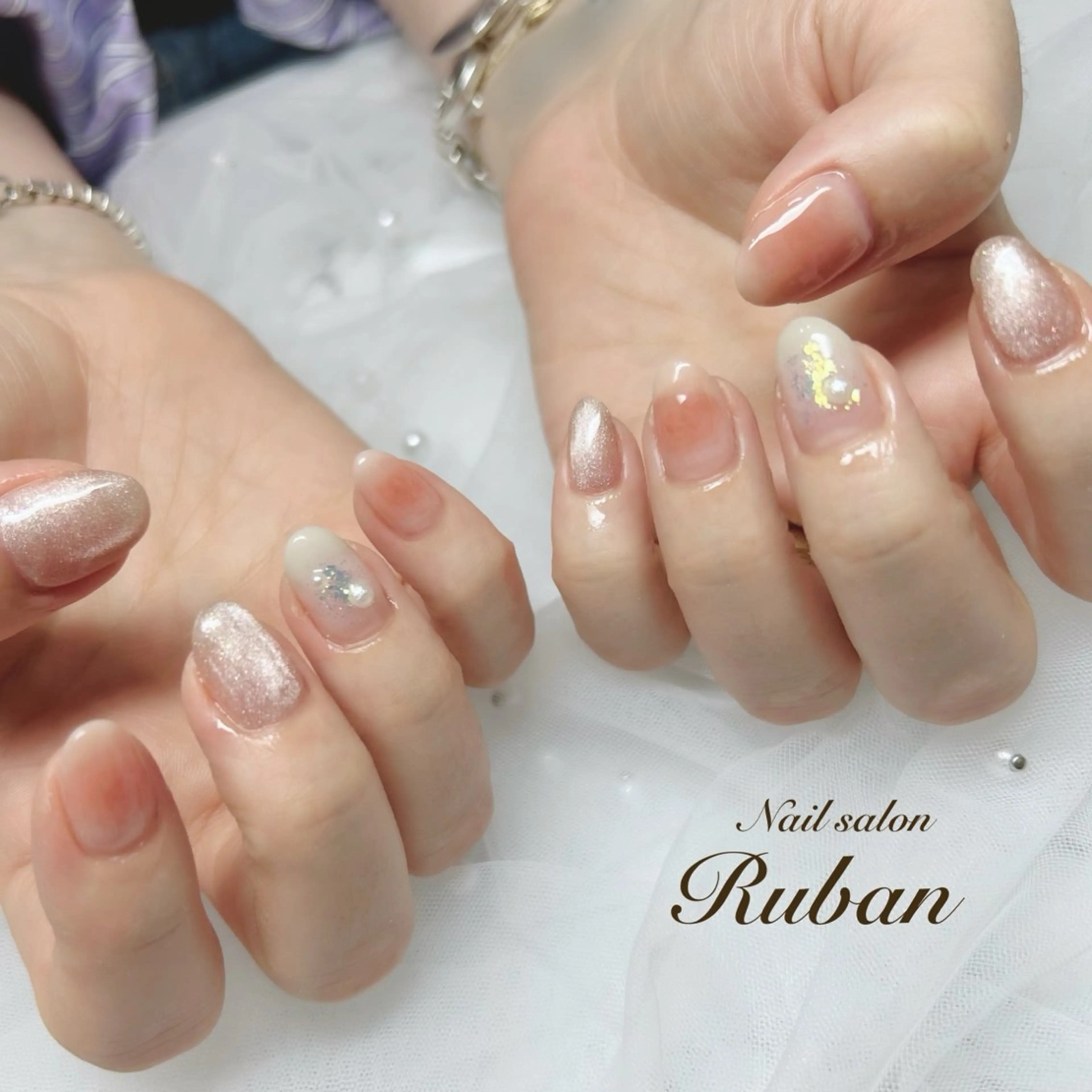 ネイル チークネイル マグネットネイル 持ち込み ニュアンスネイル Nail salon Ruban所属・Nail salon Rubanのネイルデザイン