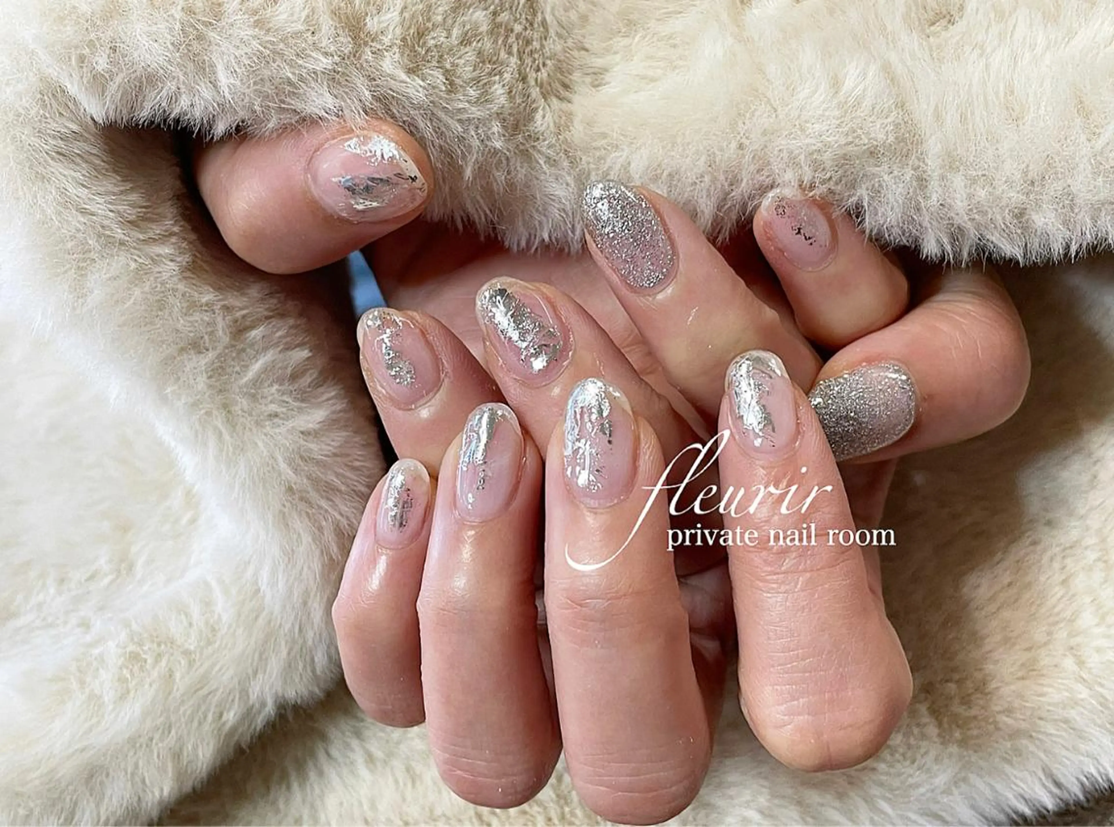 ネイル シルバー フルリール 【プライベートサロンのネイルデザイン