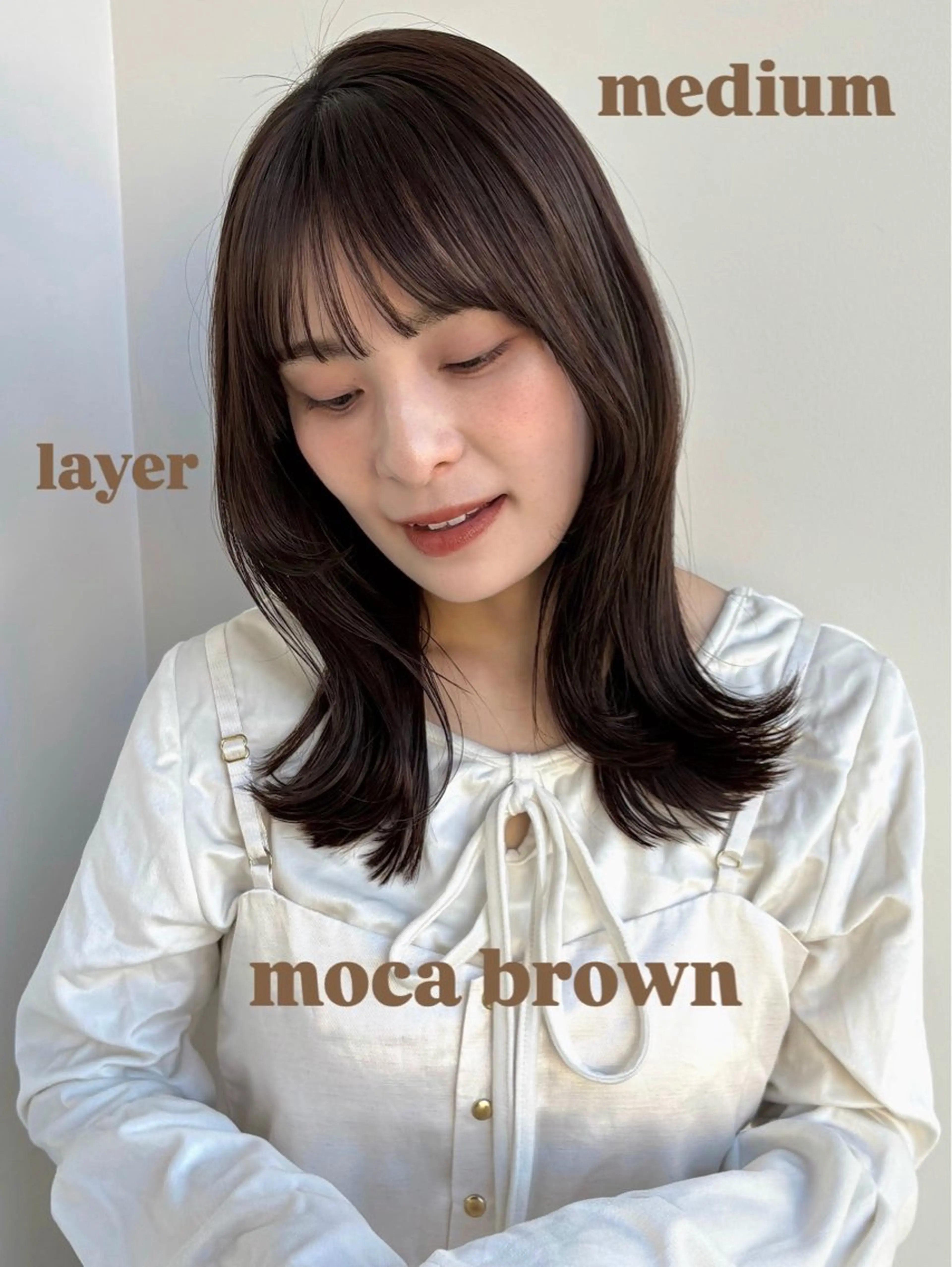 ミディアム カット ヘアカラー トリートメント 似合わせ/透明感 /レイヤー/りほ🤍のヘアスタイル