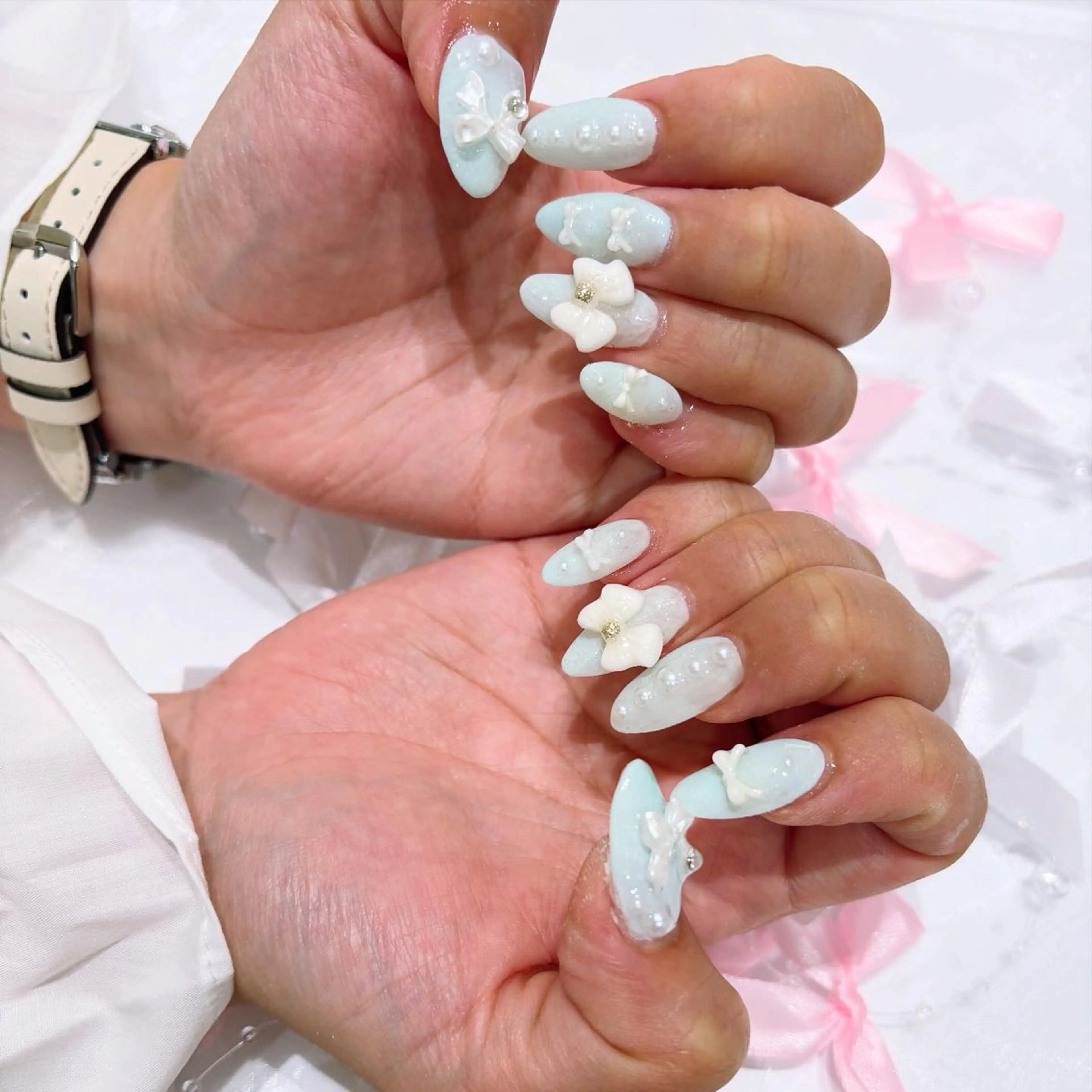 ネイル アートネイル ブルー 長さ出し フットネイル ハート vante_aimi .パラジェル取扱店のネイルデザイン