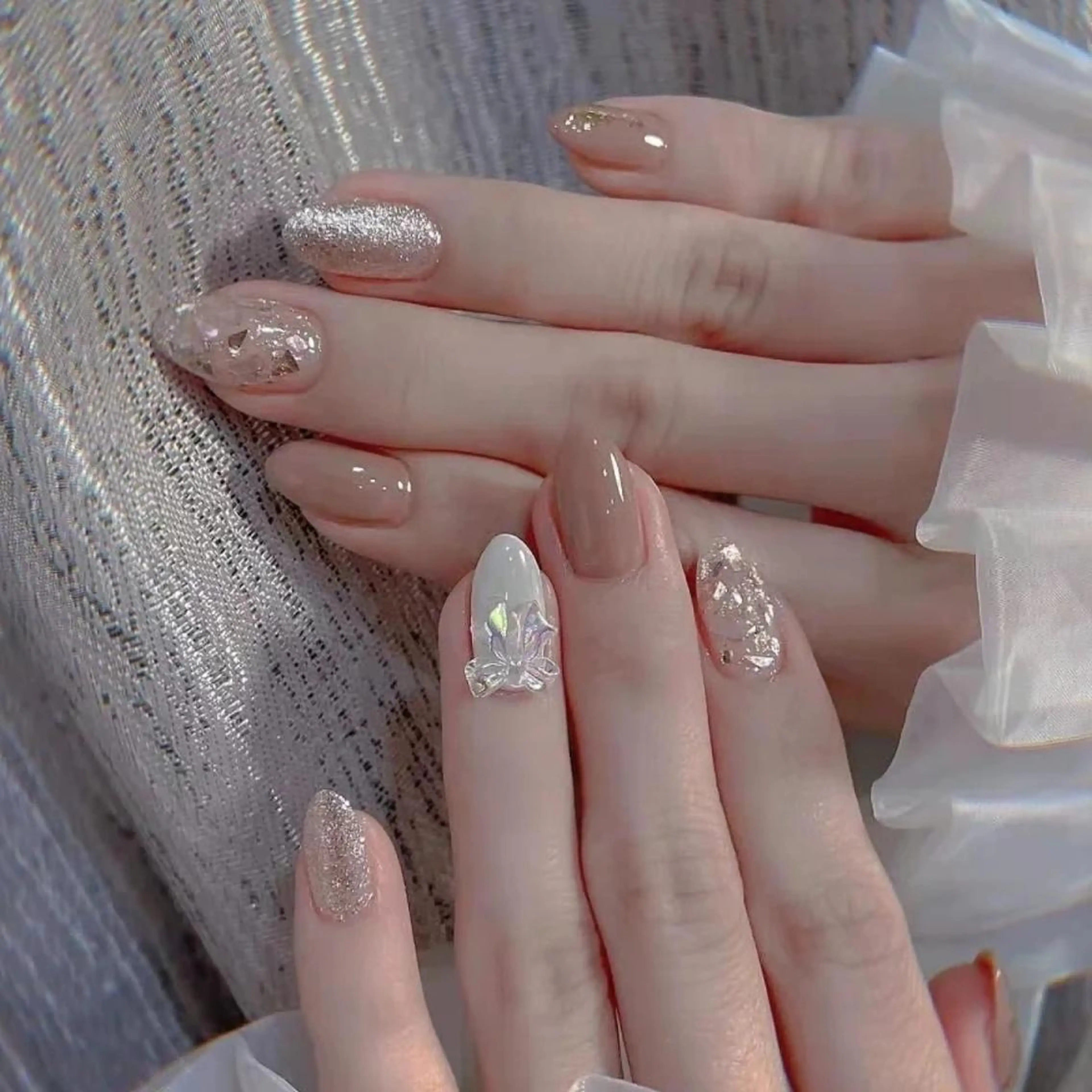 ネイル ハンドネイル ネイリストゆか💅 長さだし、深爪矯正のネイルデザイン