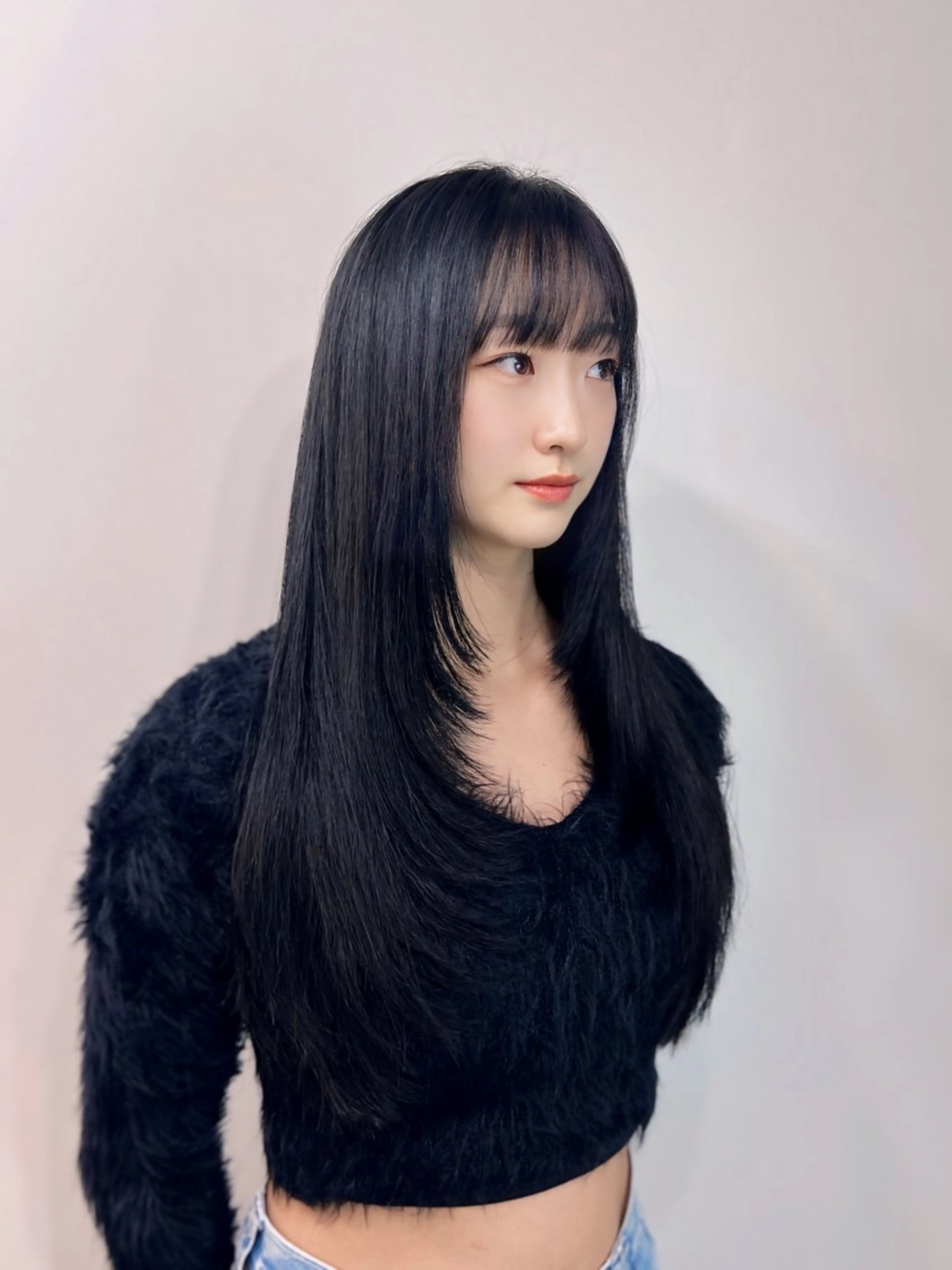 ロング カラー 韓国風ヘア 似合わせカット 小顔カット カット ヘアカラー トリートメント 武田涼レイヤーカット 髪質改善×縮毛矯正のヘアスタイル