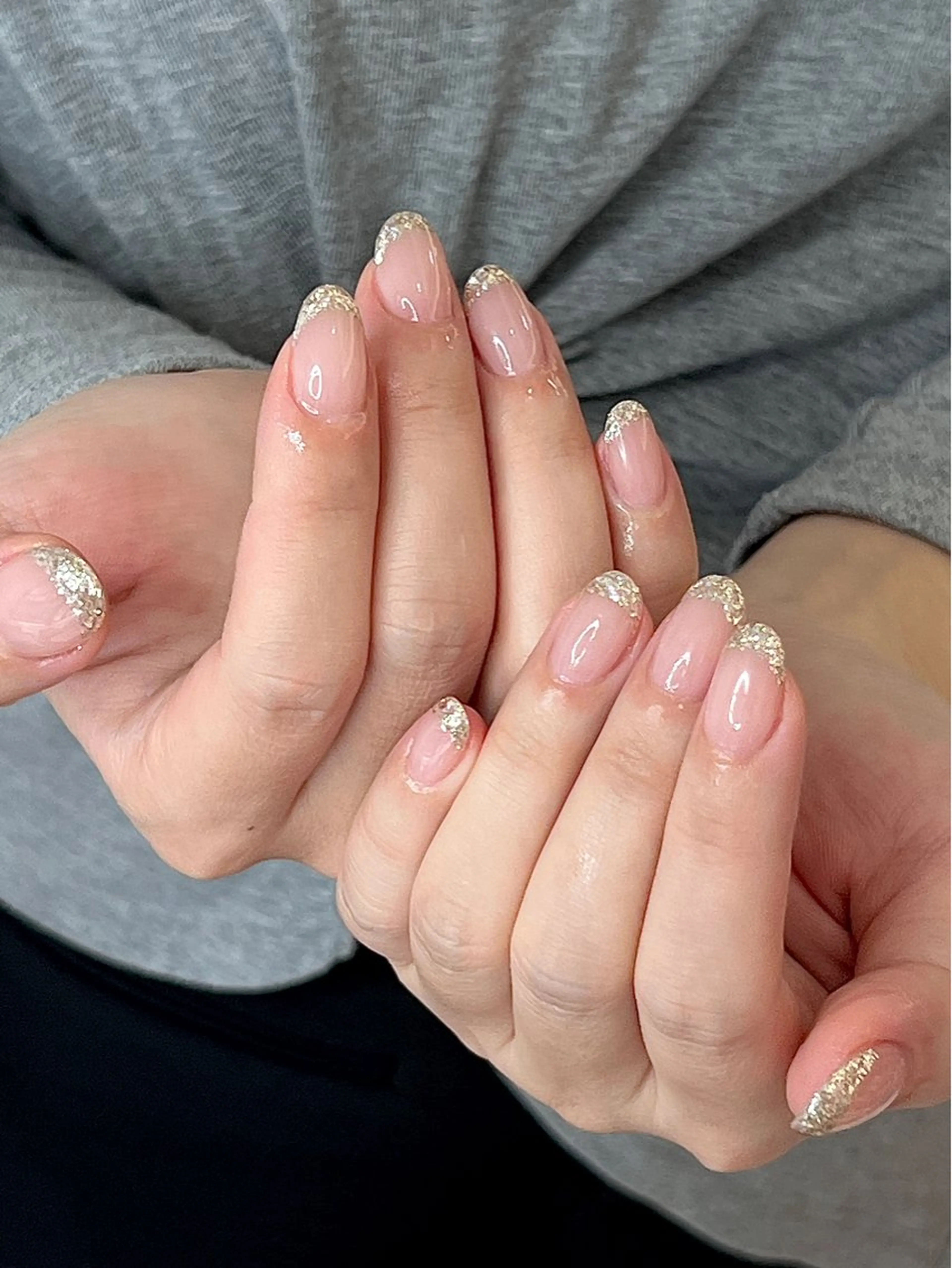 【初回オフ無料】SNS大人気❤️ガラスフレンチ/ミラーフレンチ/ミラグラ¥7980の写真