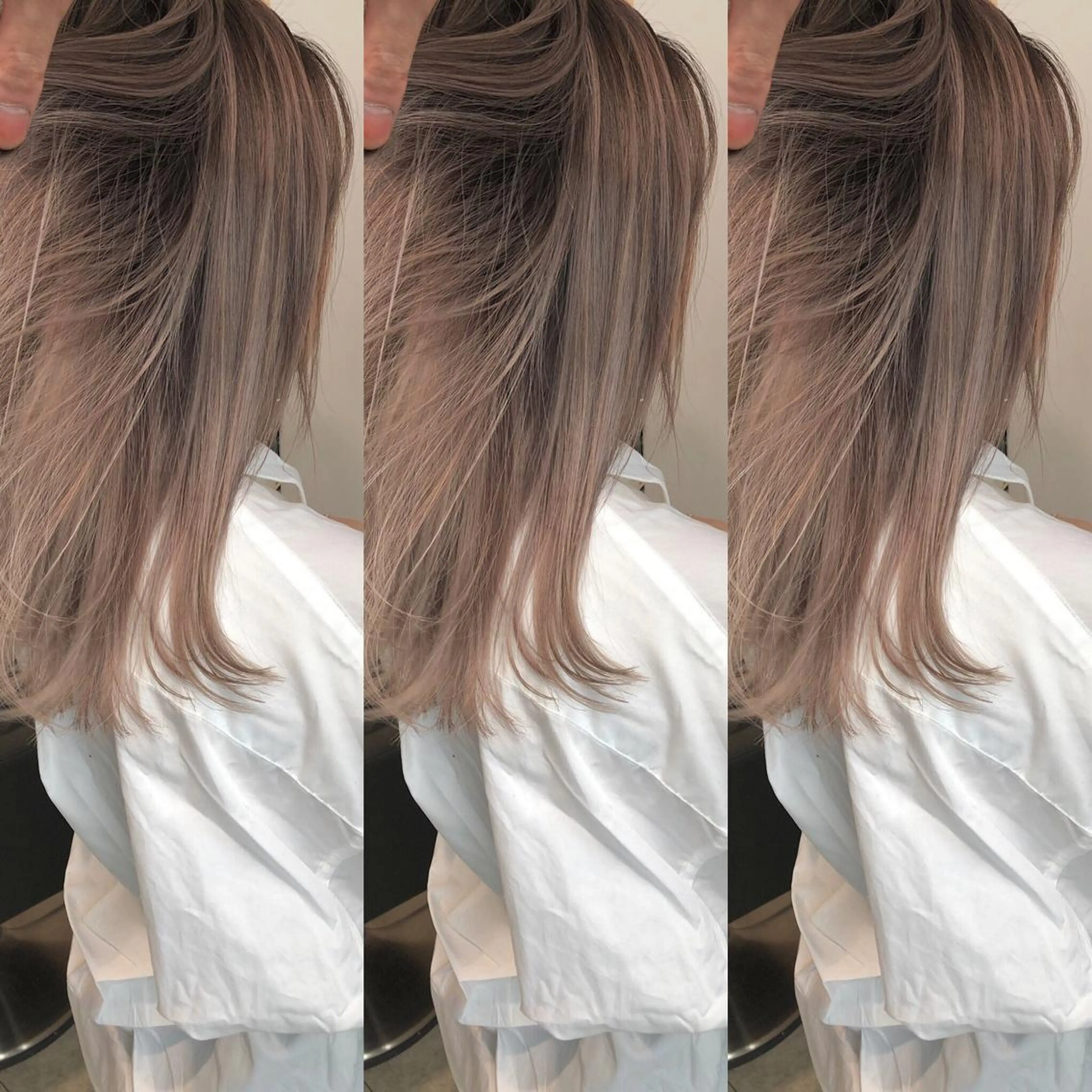 ミディアム カラー ブリーチ グレージュ ミルクティーグレージュ カット JILBLAN京都 ショート/ハイライトのヘアスタイル