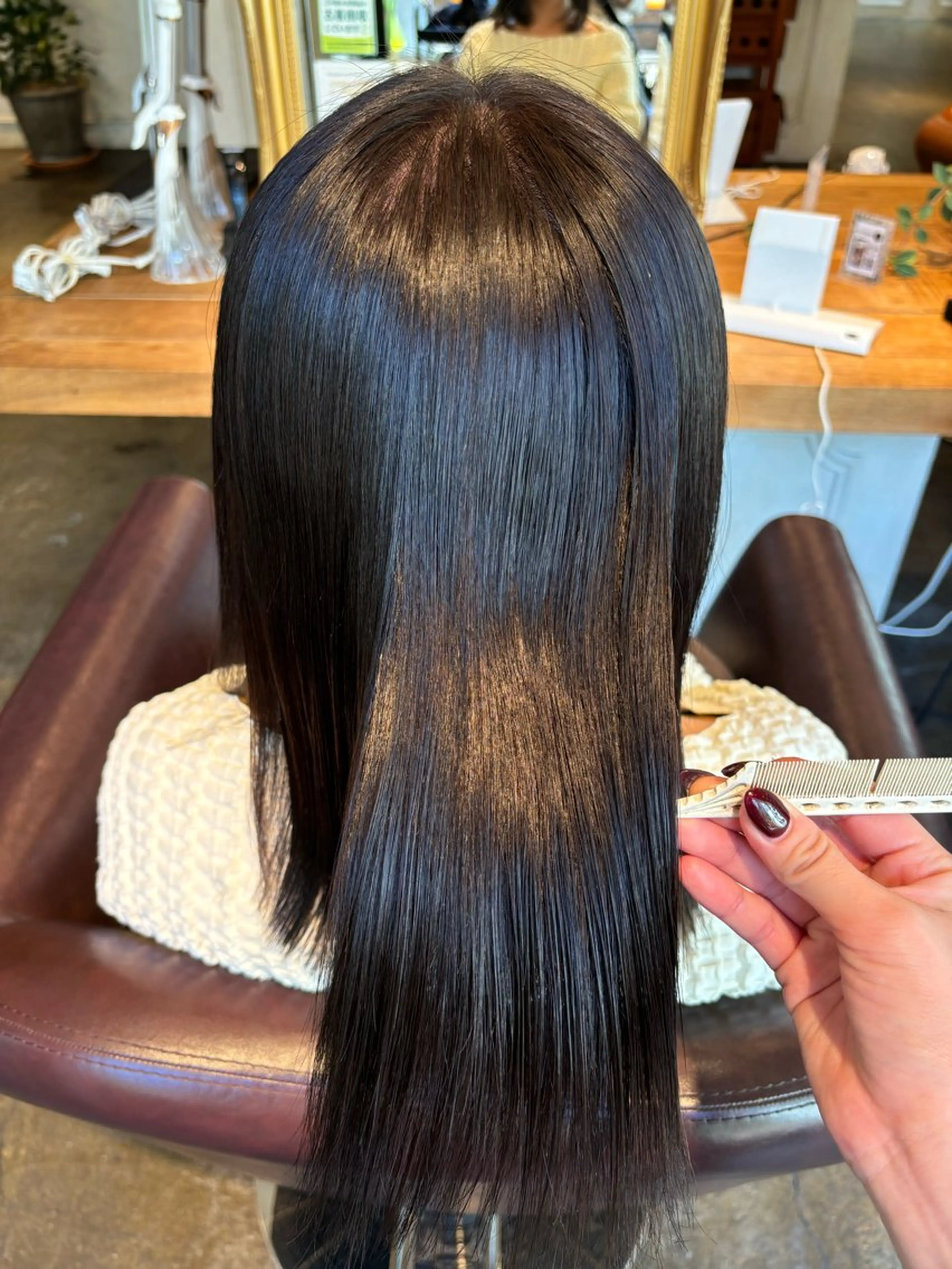 セミロング 縮毛矯正 トリートメント ワンホン/艶髪/韓国 🦋kokona🦋のヘアスタイル