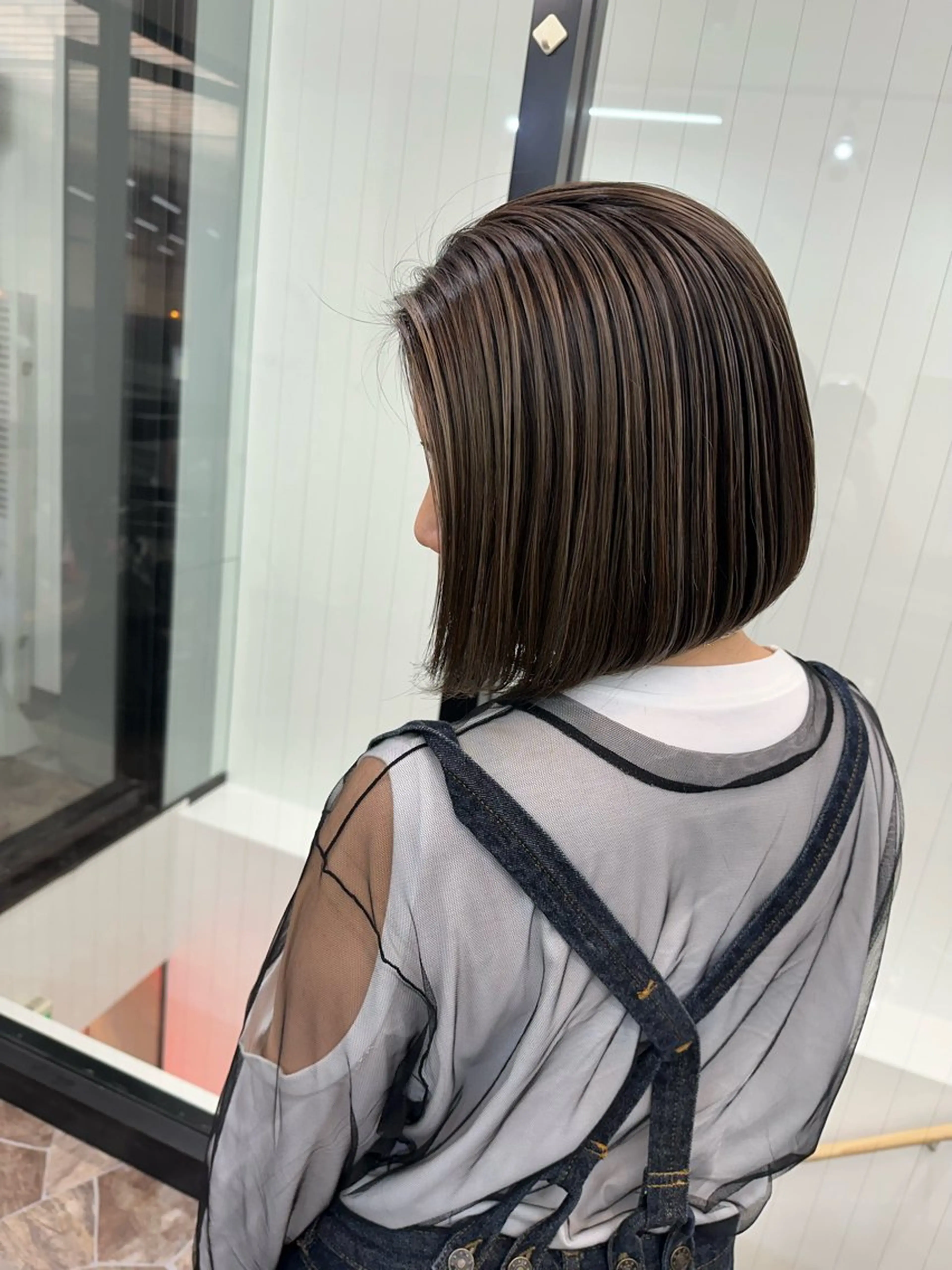 ショート ミストバング ハイライト 髪質改善 韓国風ヘア レイヤーカット HAIR SMILE COEURのヘアスタイル