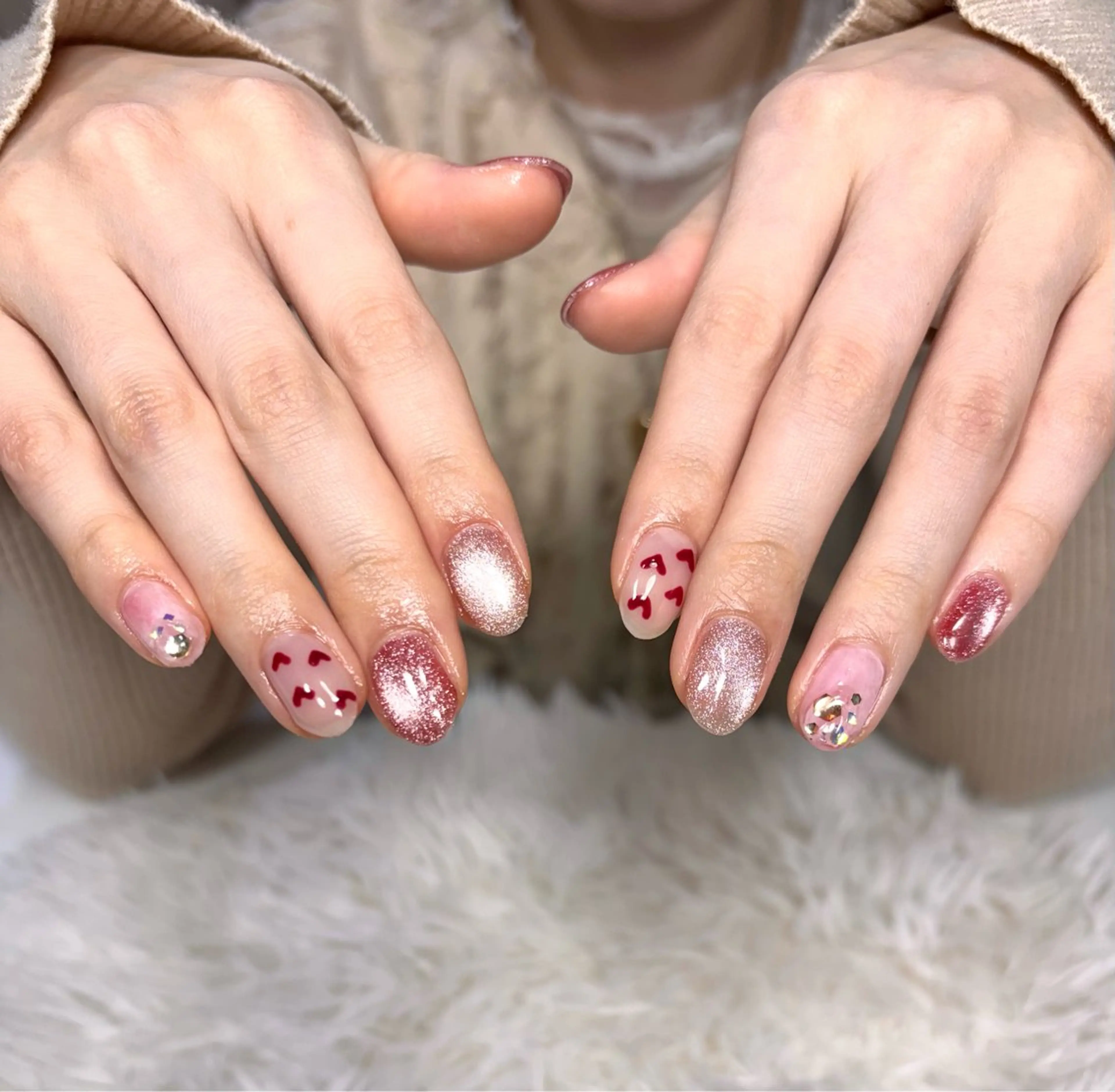 ネイル ハート ニュアンスネイル シンプルネイル 春ネイル ハンドネイル LUANA n'sのネイルデザイン