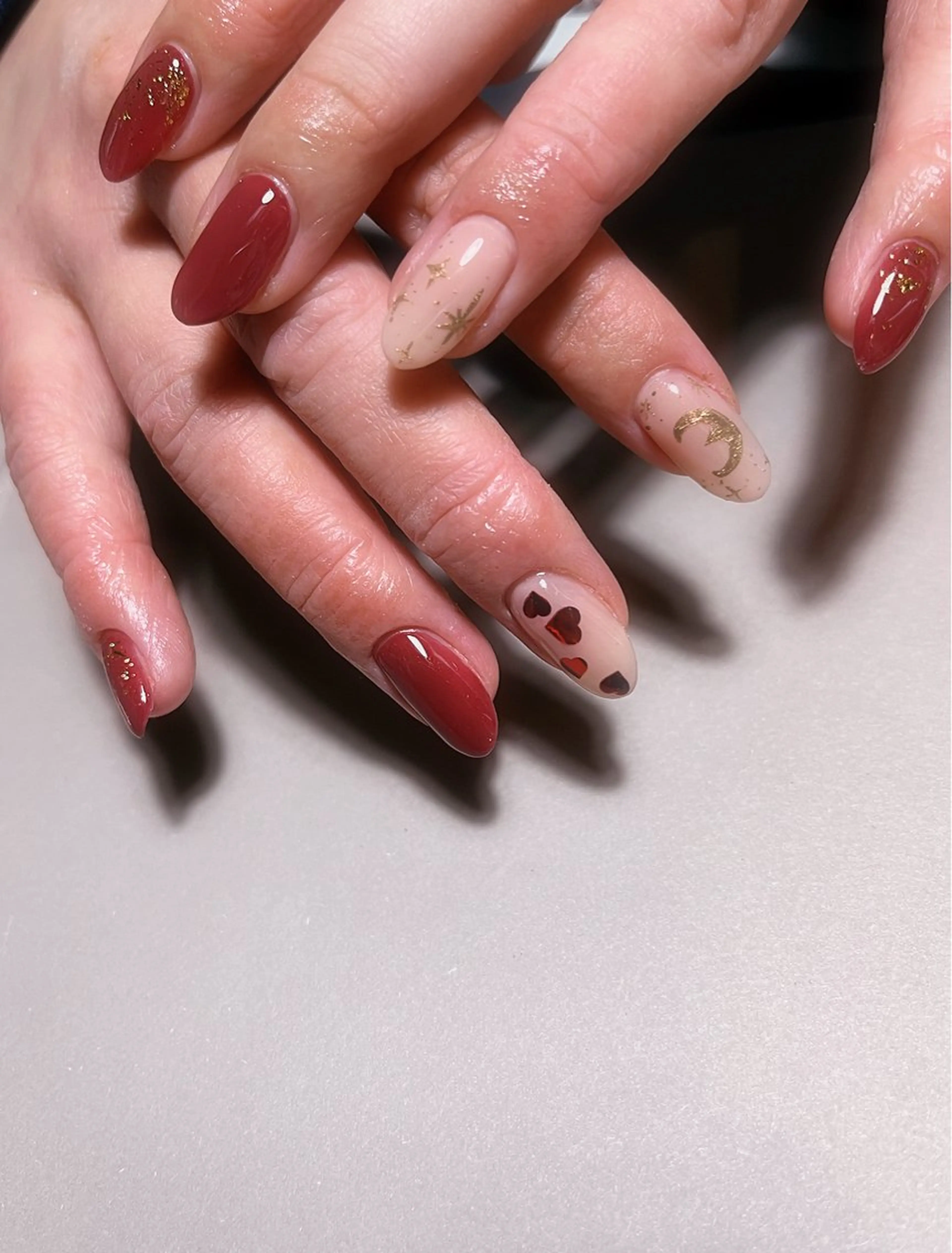 ネイル ハート ハンドネイル ネイルハウス✴︎ふたご座所属・ネイルハウスふたご座 Natsumiのネイルデザイン