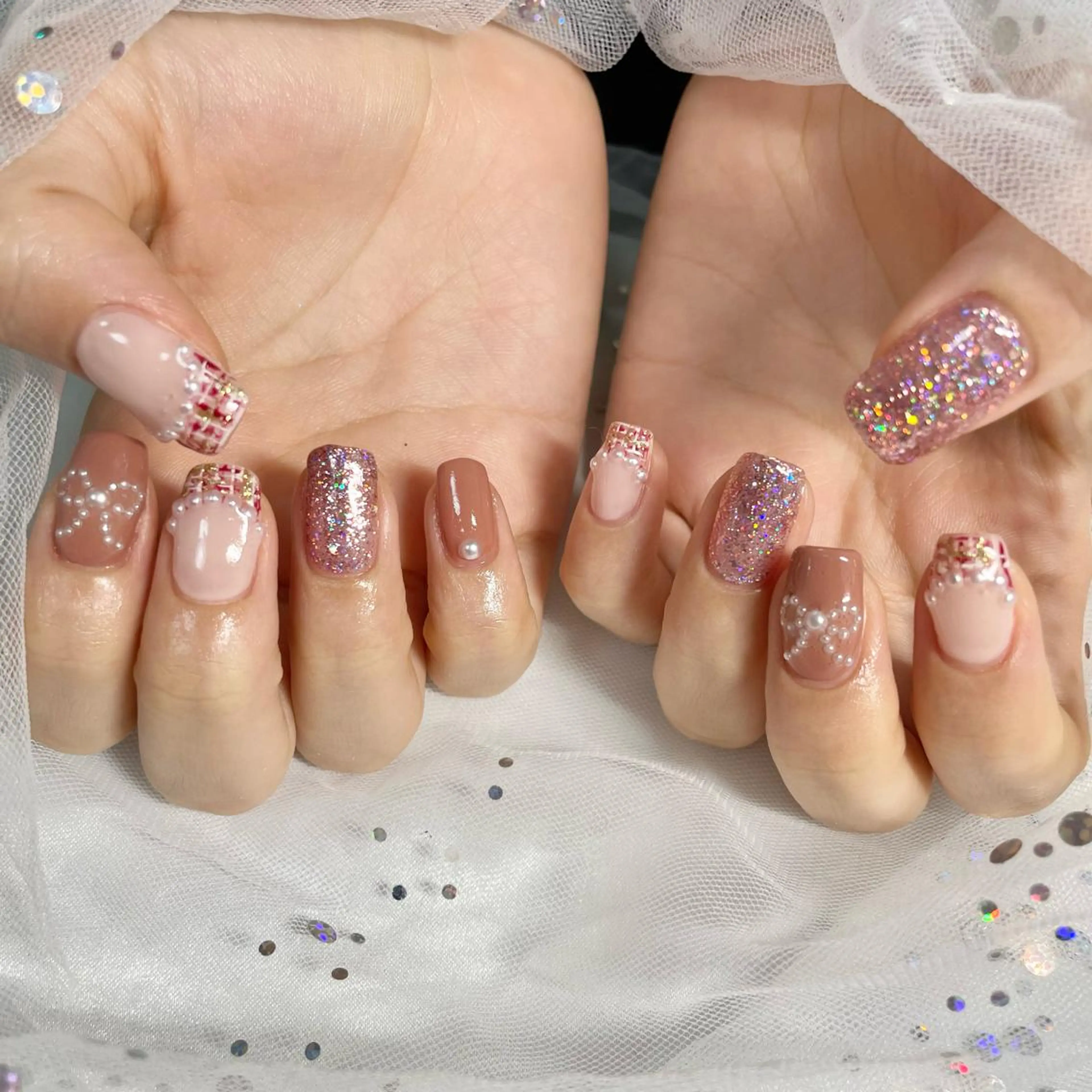 ネイル ツイードネイル 🎀AYAKO 🎀中韓ネイルのネイルデザイン