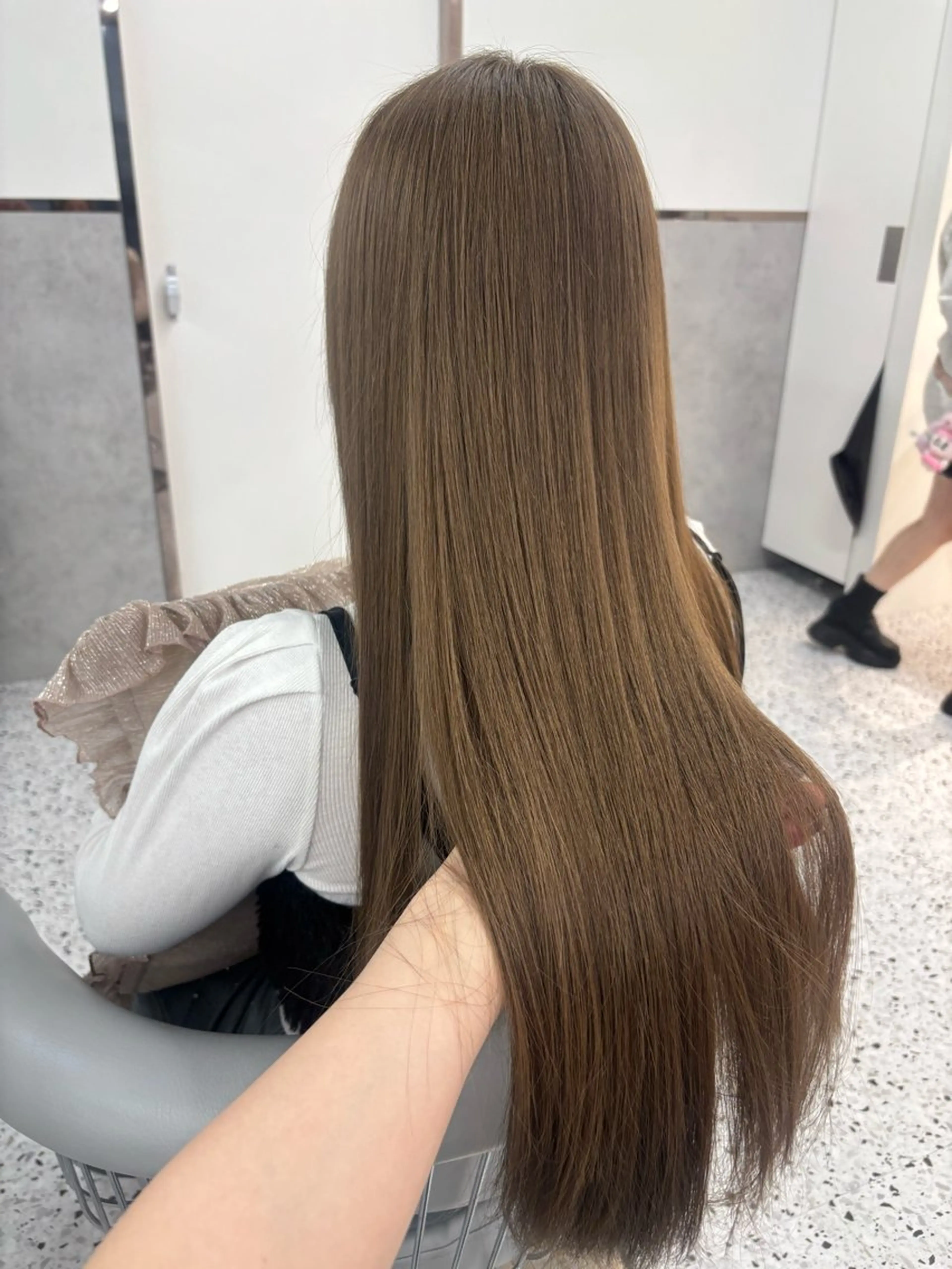 ミディアム カラー ブリーチ ボブ 韓国風ヘア レイヤーカット トリートメント ヘアカラー rina／ベージュ ワンホン/韓国ヘアのヘアスタイル