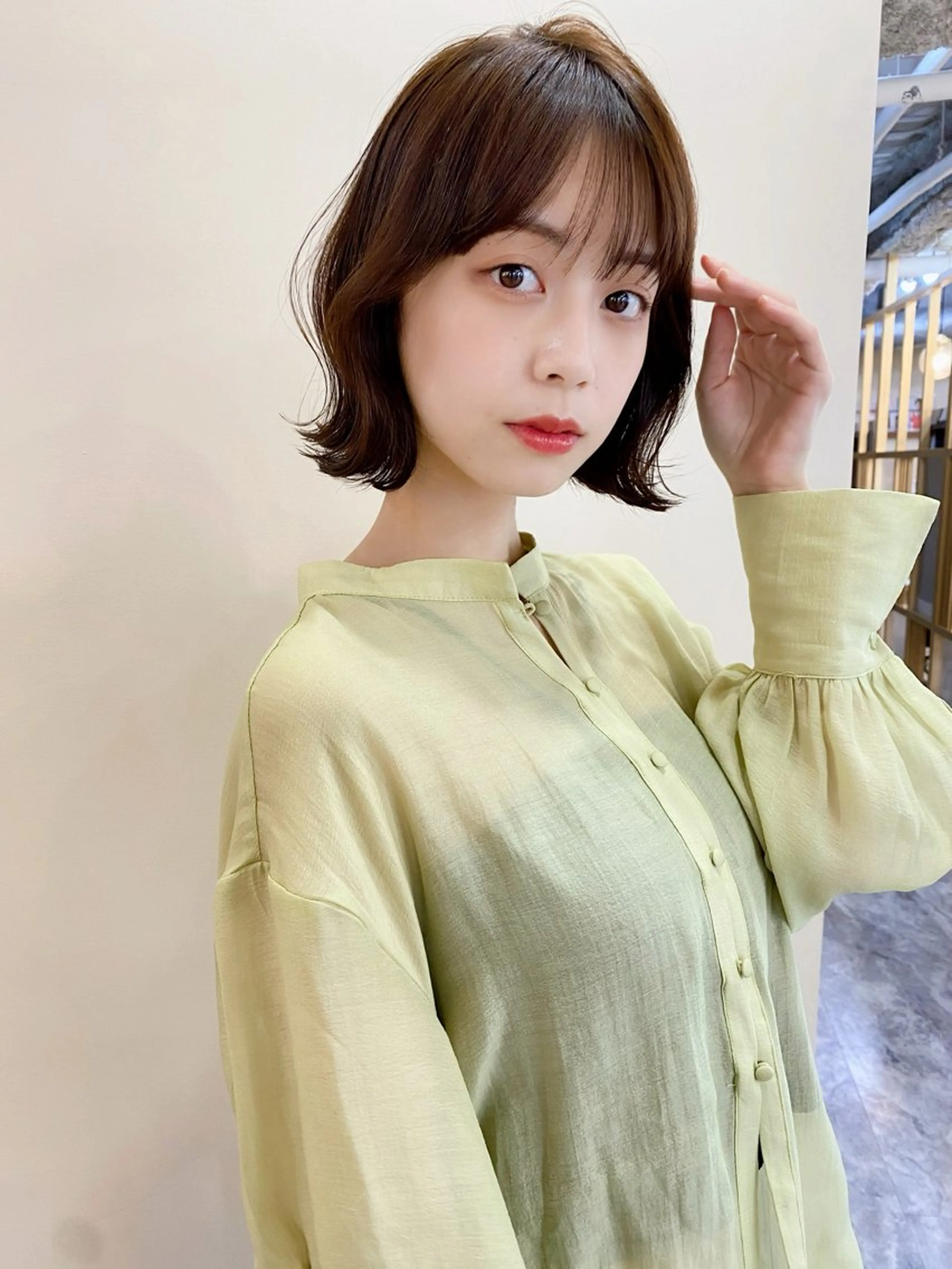 ミディアム ボブ 韓国風ヘア 鎌倉 彩のヘアスタイル