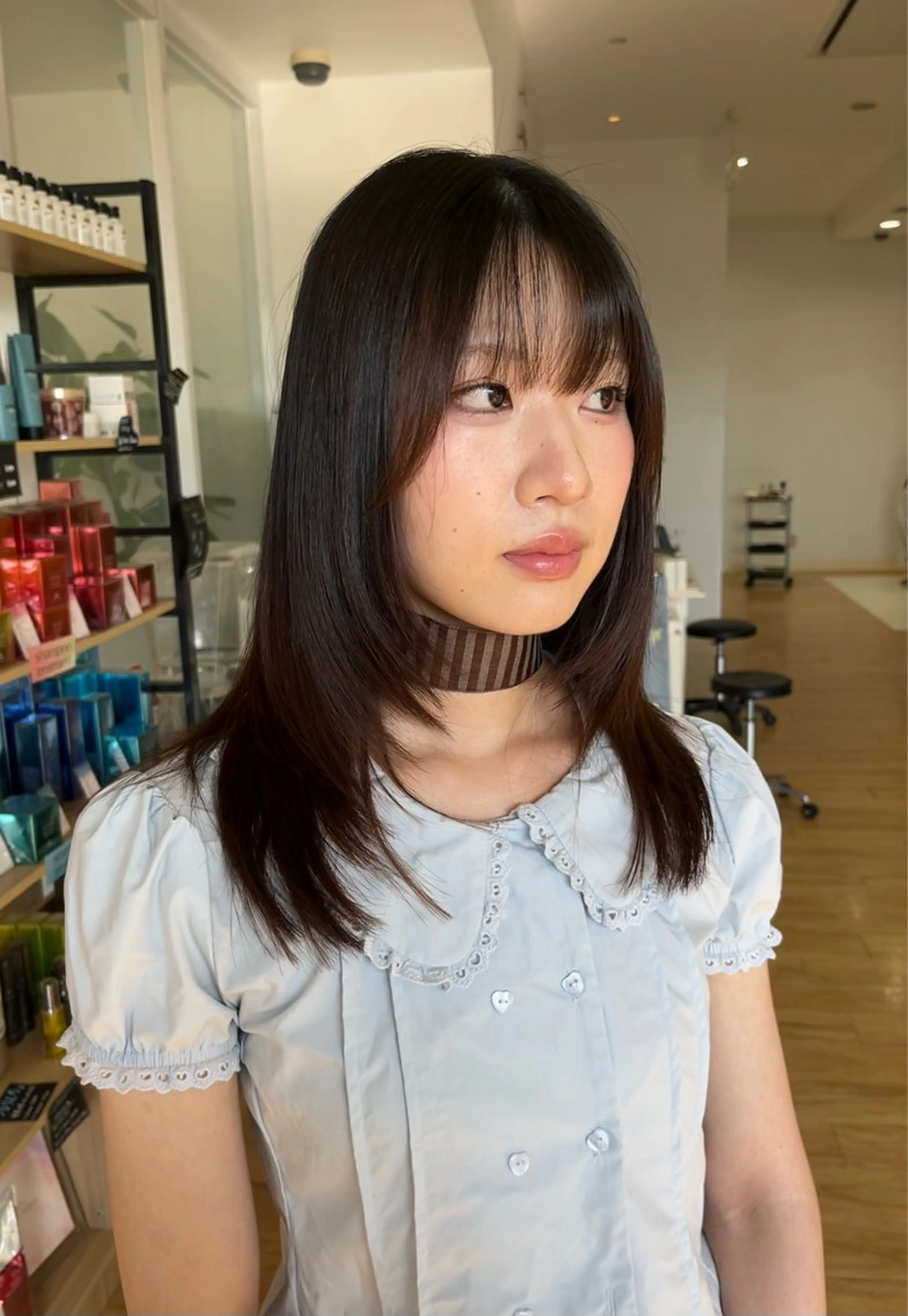 セミロング 髪質改善 カット 縮毛矯正 富永 美玖のヘアスタイル