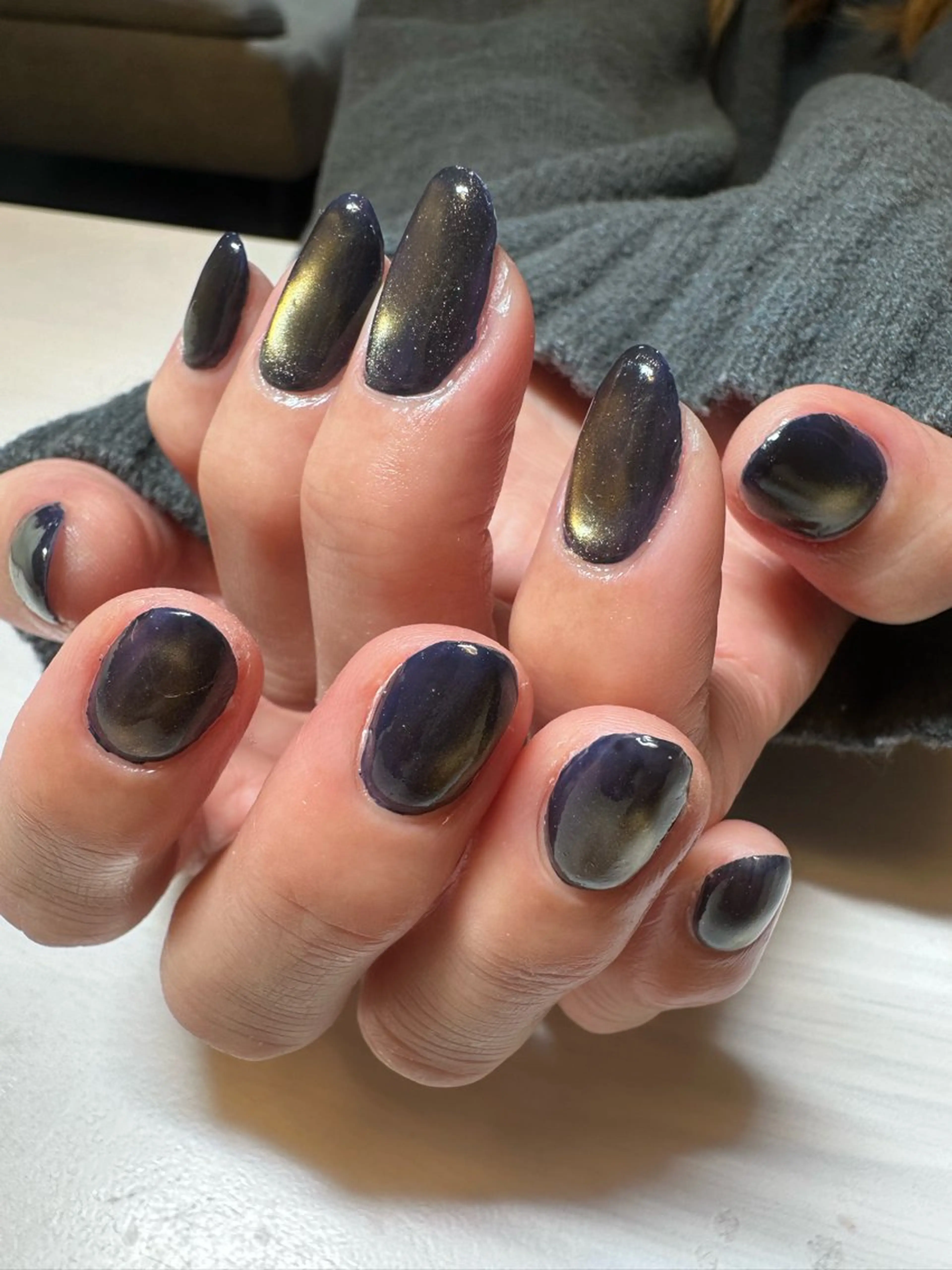 ネイル ゴールド マグネットネイル ネイビー ワンカラーネイル Msis Beauty Salon　夙川店【エムシス】所属・Y. chihoのネイルデザイン