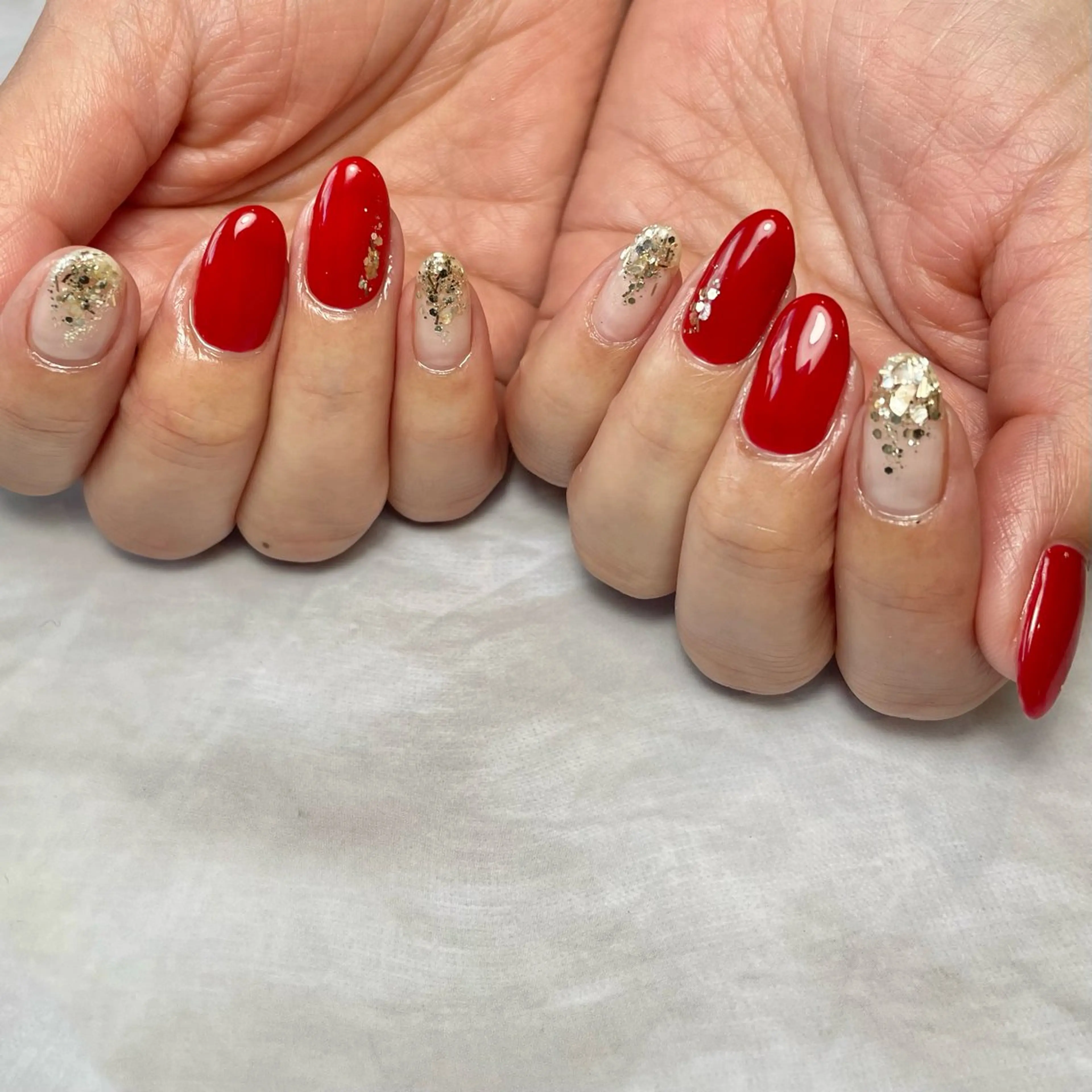 ネイル 赤色 シンプルネイル Reflection marikoのネイルデザイン