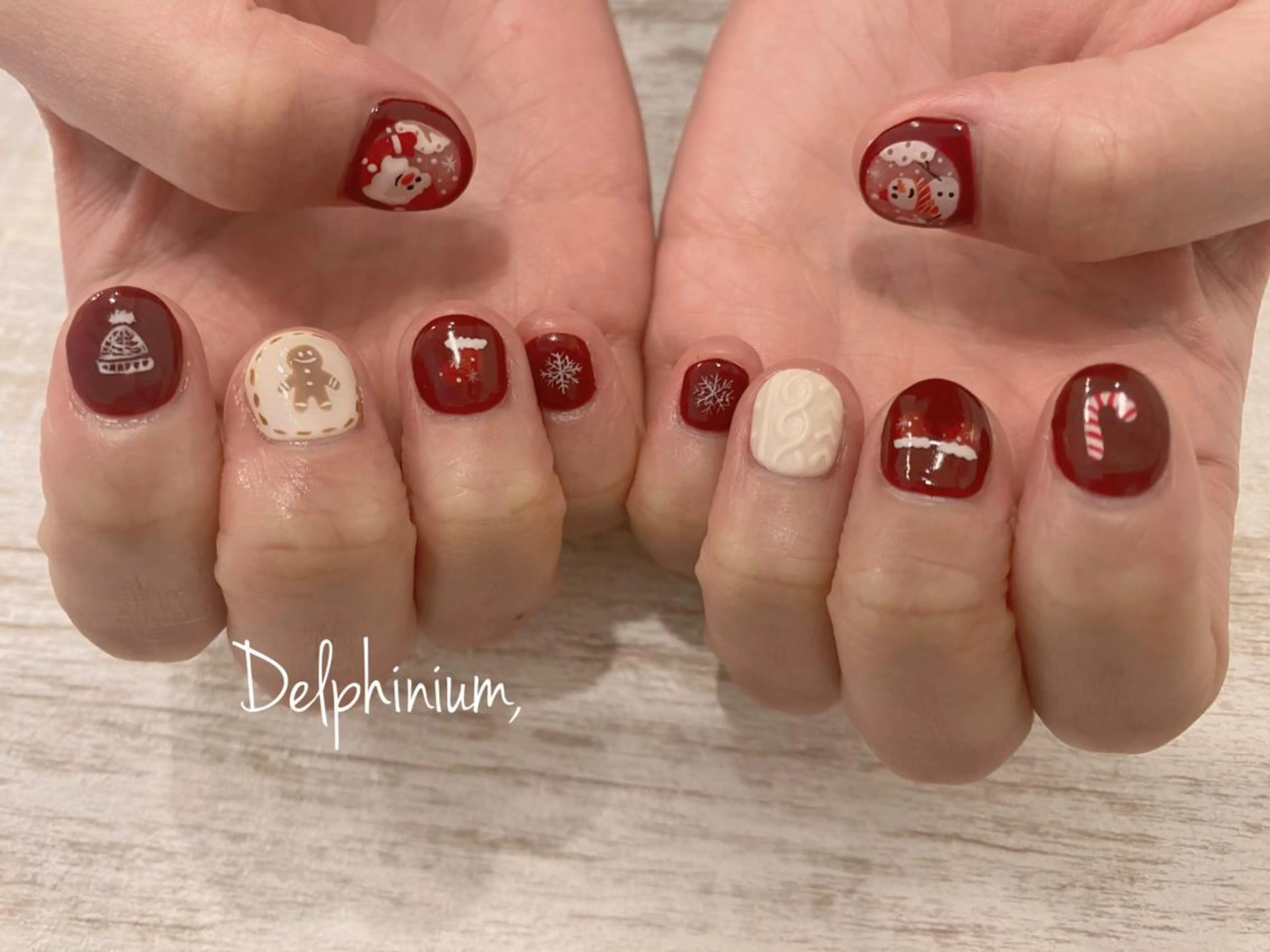 ネイル アートネイル クリスマス ハンドネイル 岡本 友恵のネイルデザイン