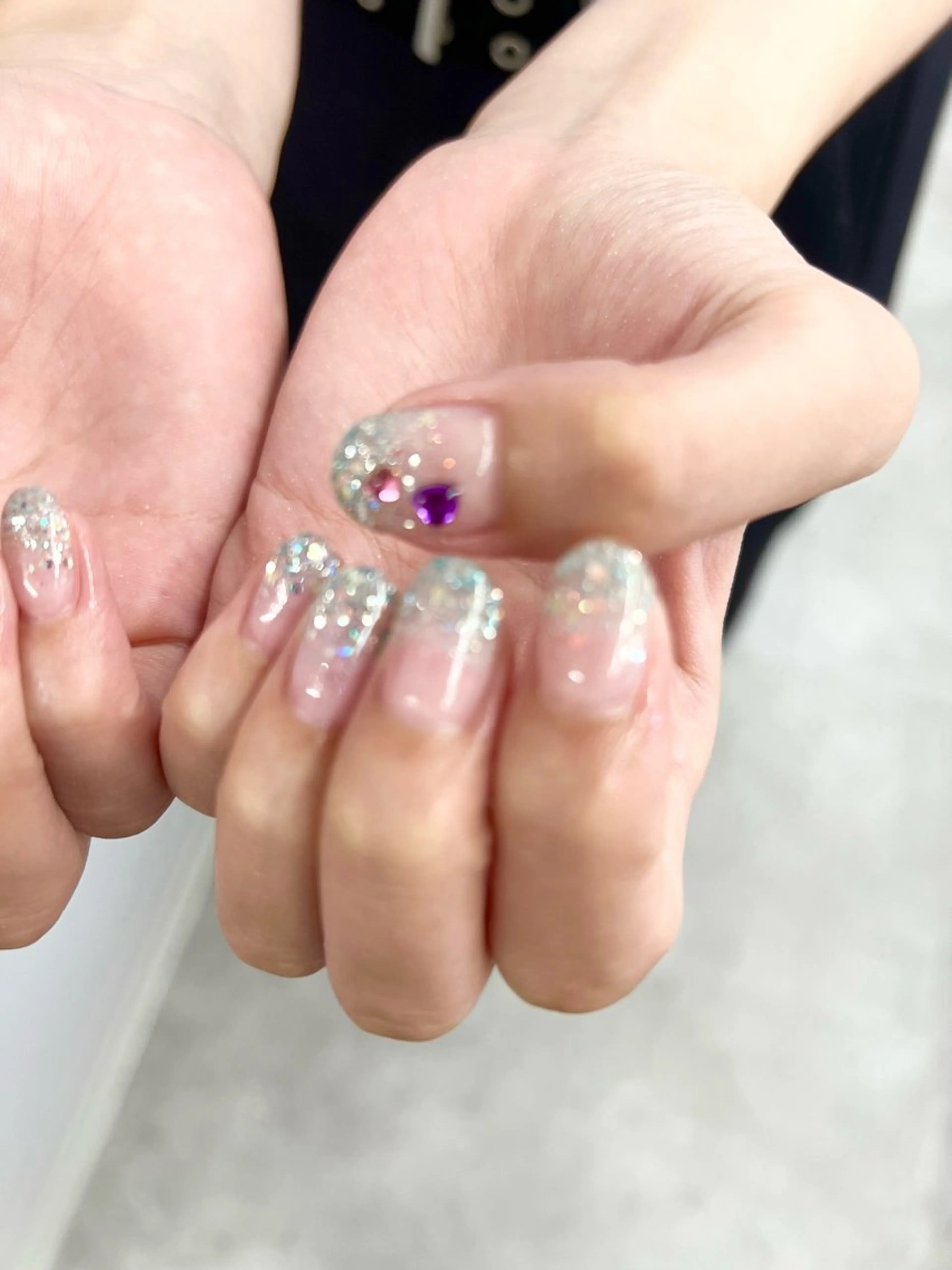 ネイル クリアネイル ジェルネイル グラデーション 韓国ネイル ラメ(グリッター) ハンドネイル ハンドケア Bana_ Nailのその他イメージ