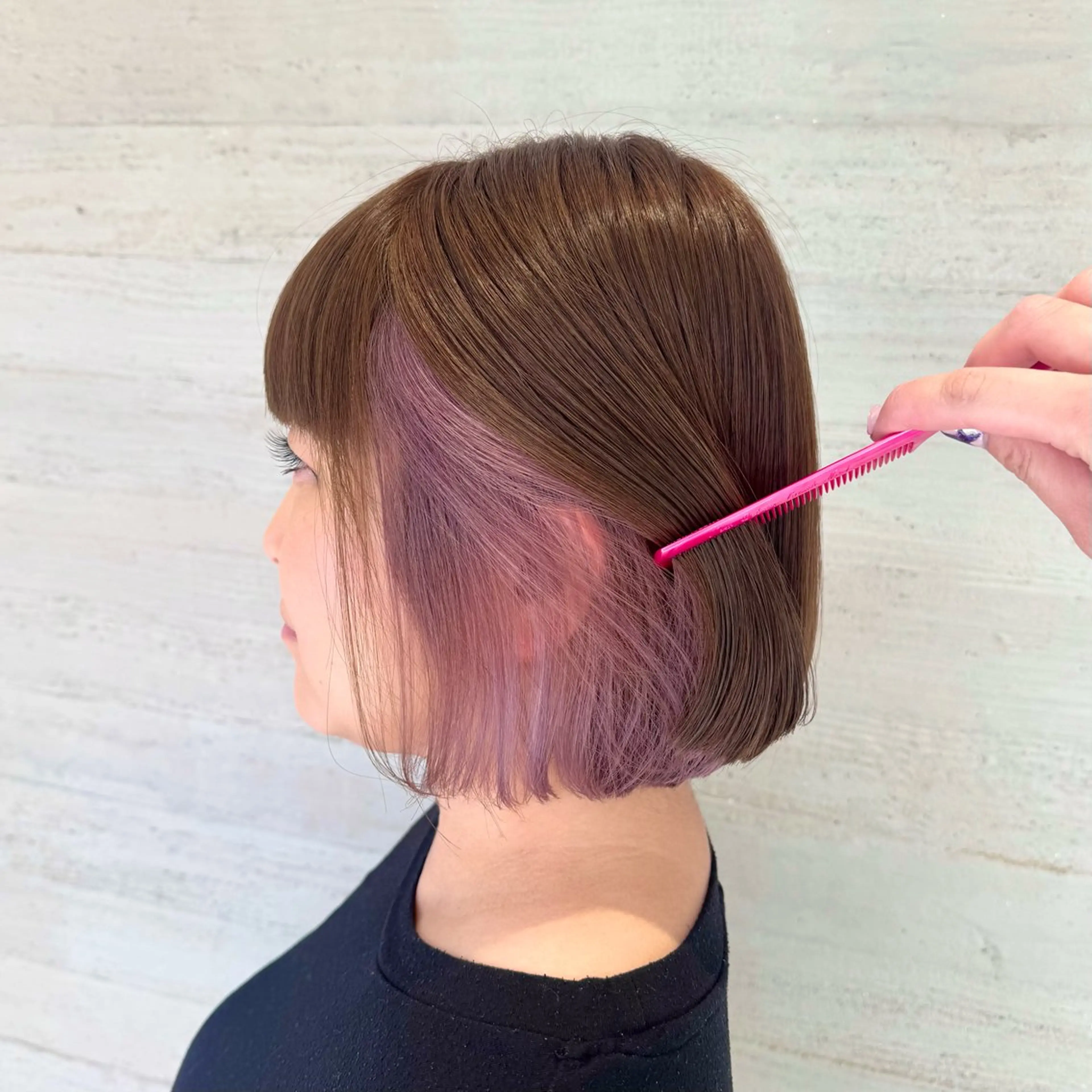 カラー ブリーチ インナーカラー ラベンダーカラー ピンクカラー ピンクラベンダー ヘアカラー NATSUNO ✮のヘアスタイル