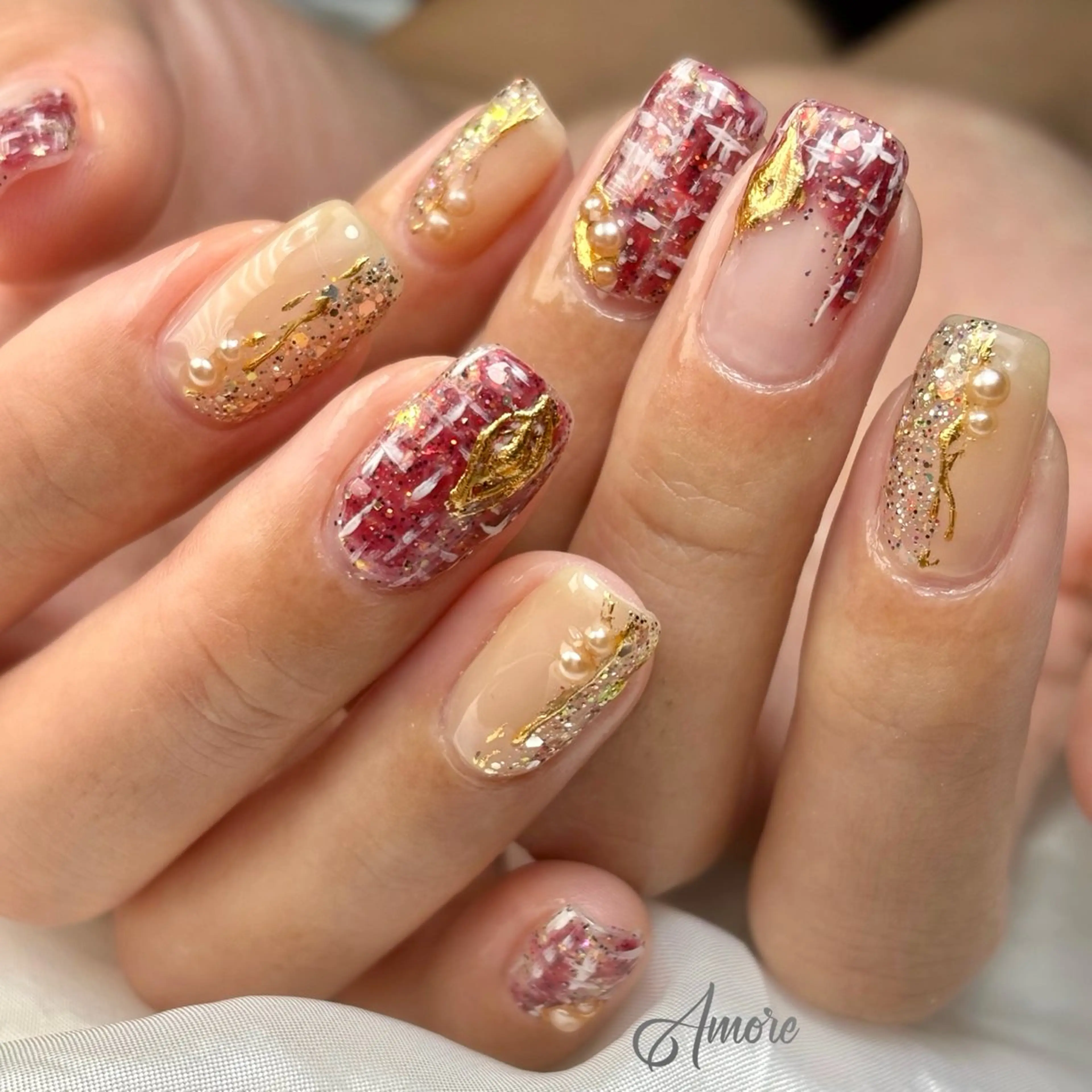 ネイル ジェルネイル キラキラネイル 韓国ネイル マグネットネイル パラジェル You kyehwaのネイルデザイン