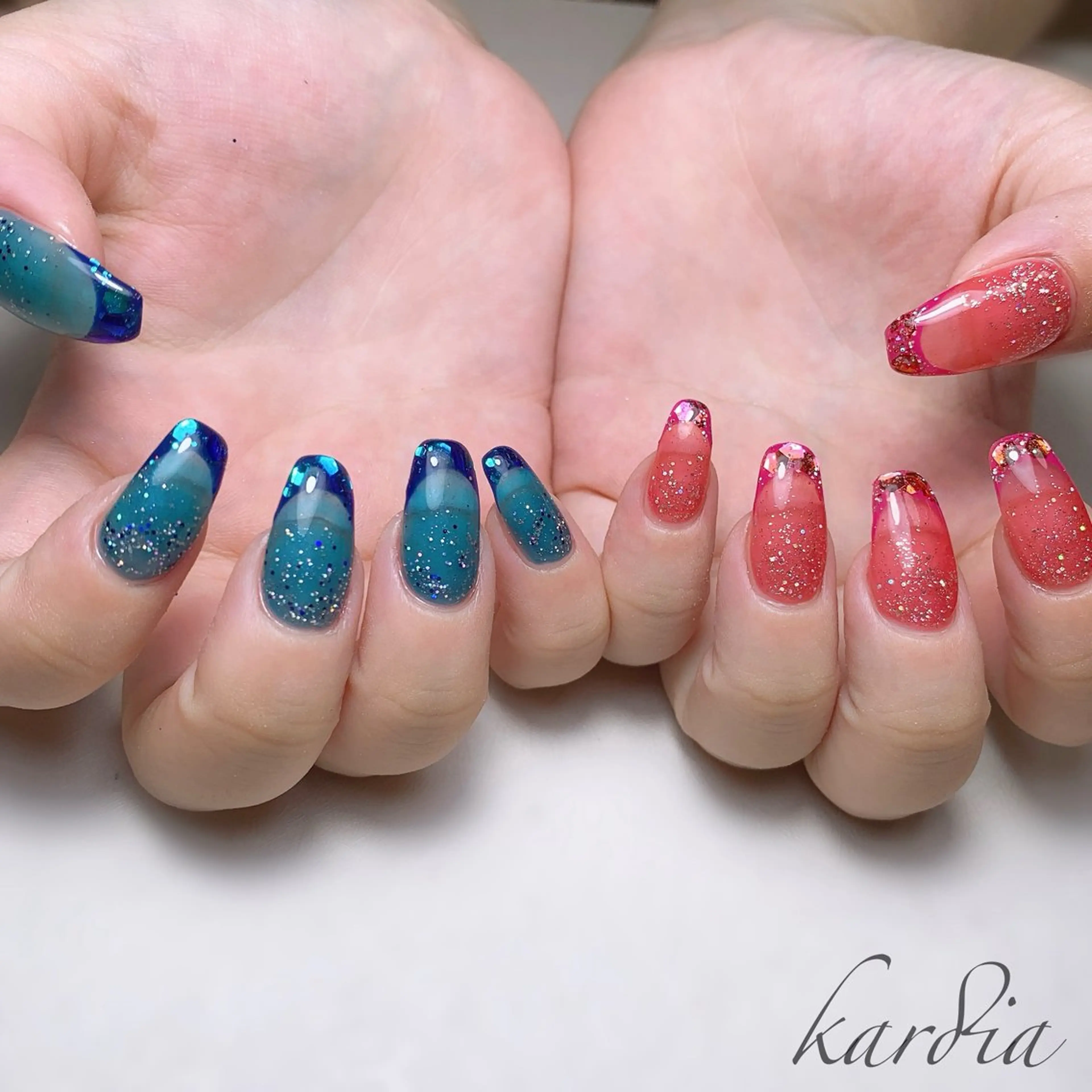 ネイル ハンドネイル καρδιά -ｶﾙﾃﾞｨｱ-のネイルデザイン