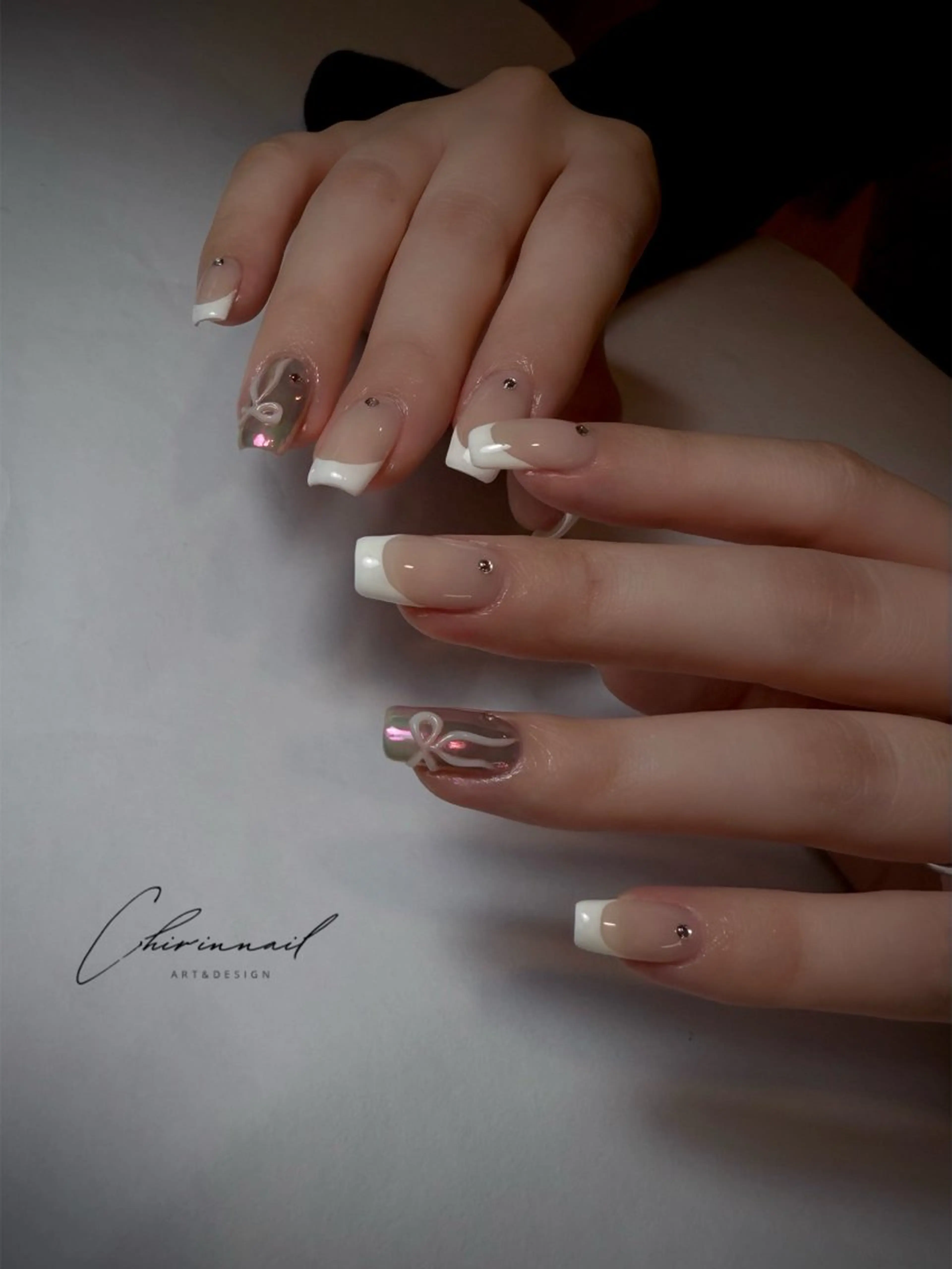 ネイル リボン シンプルネイル ちりんネイル所属・chirin nailのネイルデザイン