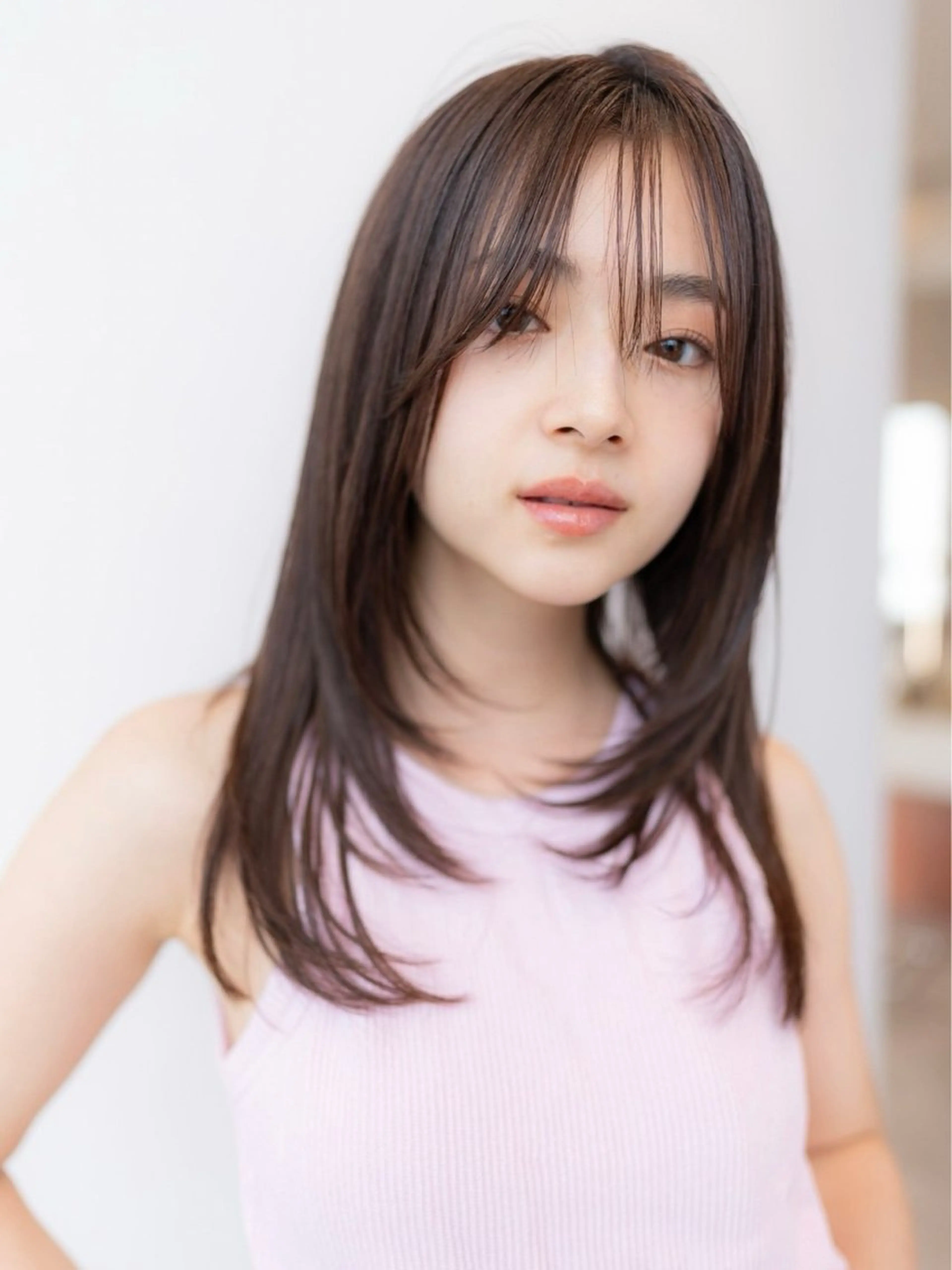 ミディアム カラー ブラウンカラー ショコラブラウン グレージュ 韓国風ヘア レイヤーカット カット ヘアカラー ヘアセット 韓国レイヤー🇰🇷 韓国研修◎渋谷カイトのヘアスタイル