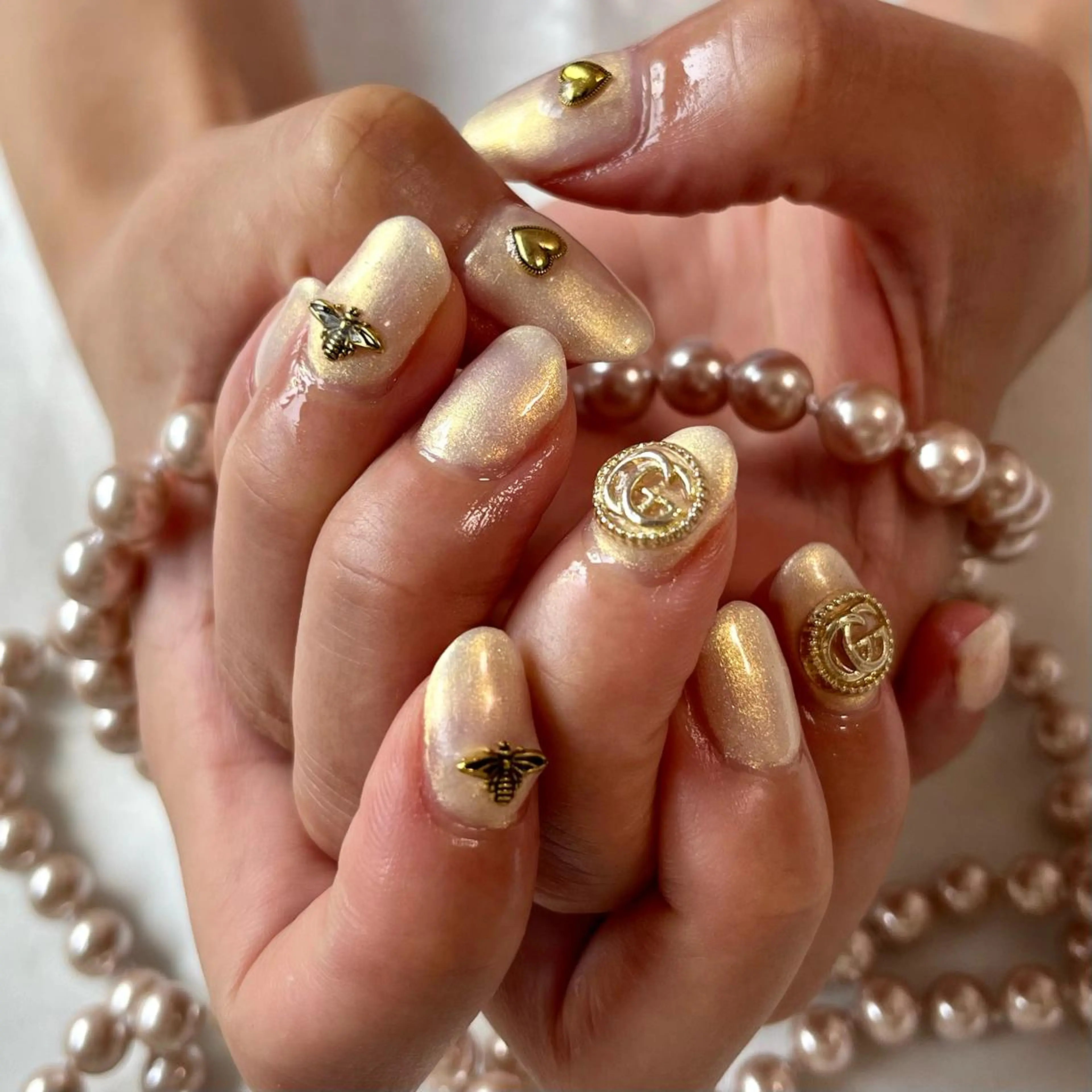 ネイル ゴールド ハート 韓国ネイル ワンカラーネイル 韓国ネイル💠 Tomoのネイルデザイン