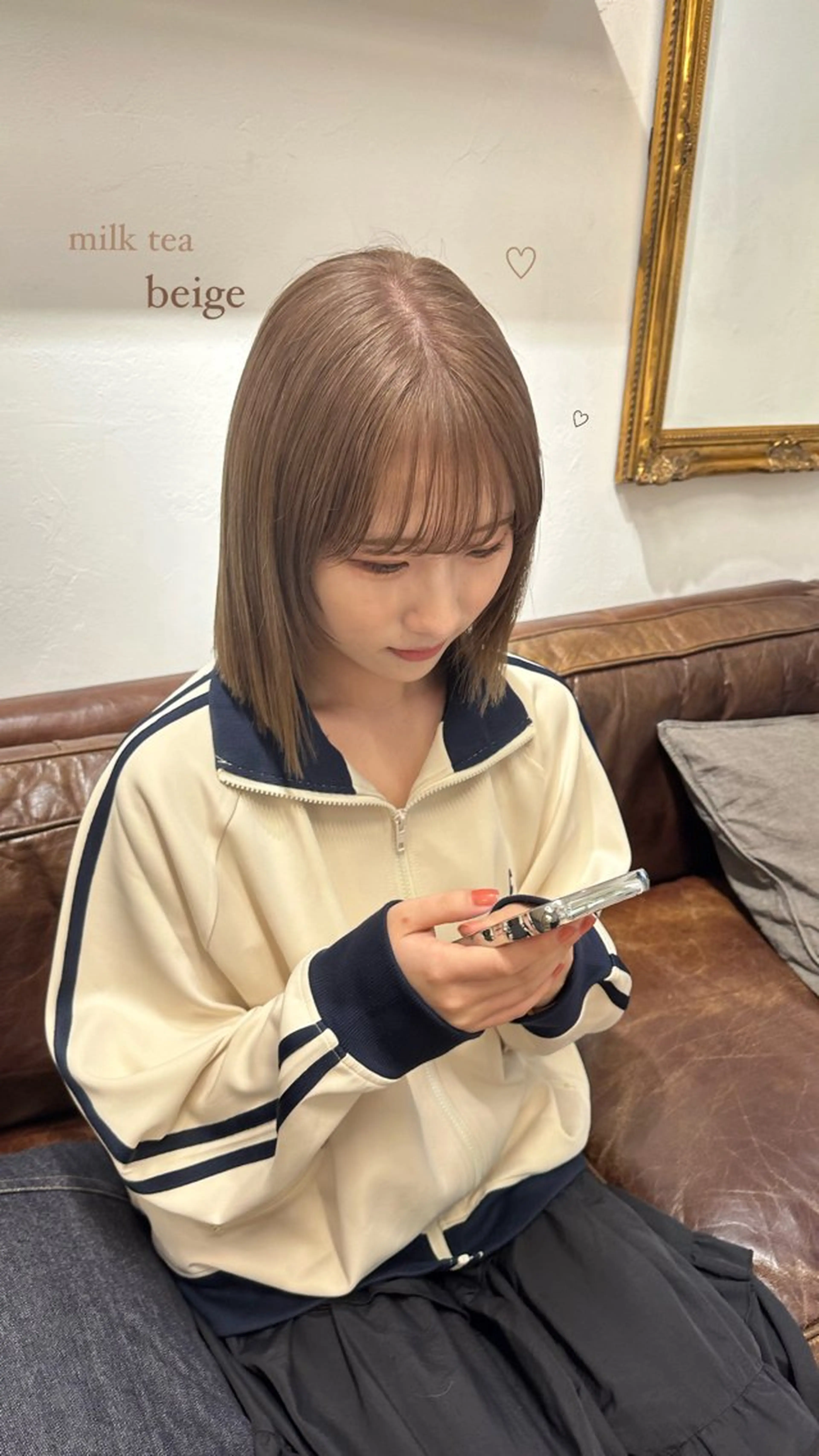 ミディアム カラー ブリーチ ハイトーンカラー ブリーチなしカラー ボブ REINA☁️透明感 カラー/ぷつっと♡のヘアスタイル